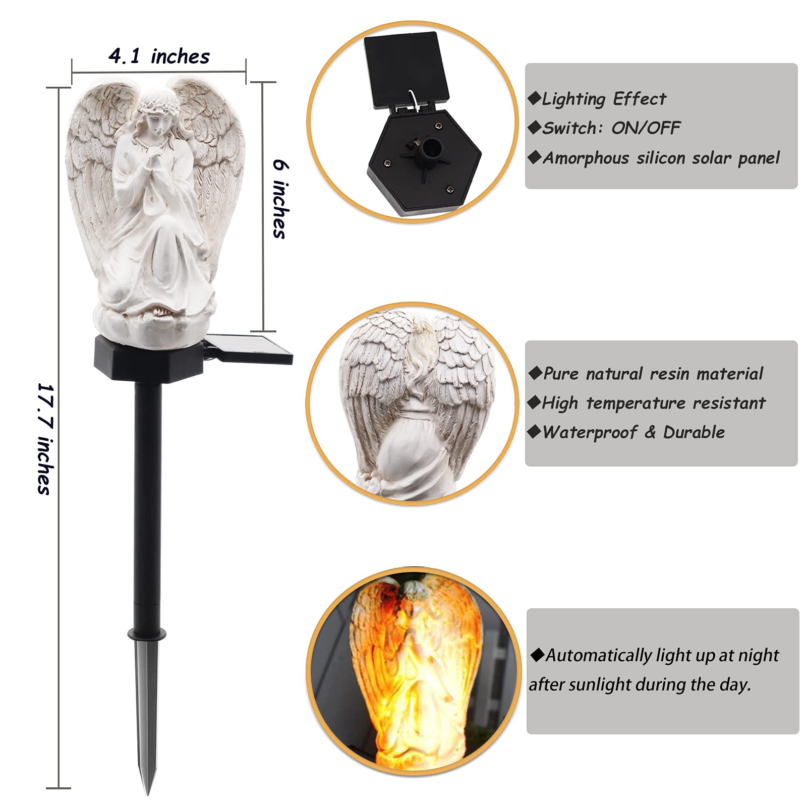 Wayda Solar Angel Light - Waterproof Led Lamp For Cemetery, Garden, Balcony, Memorial Gifts