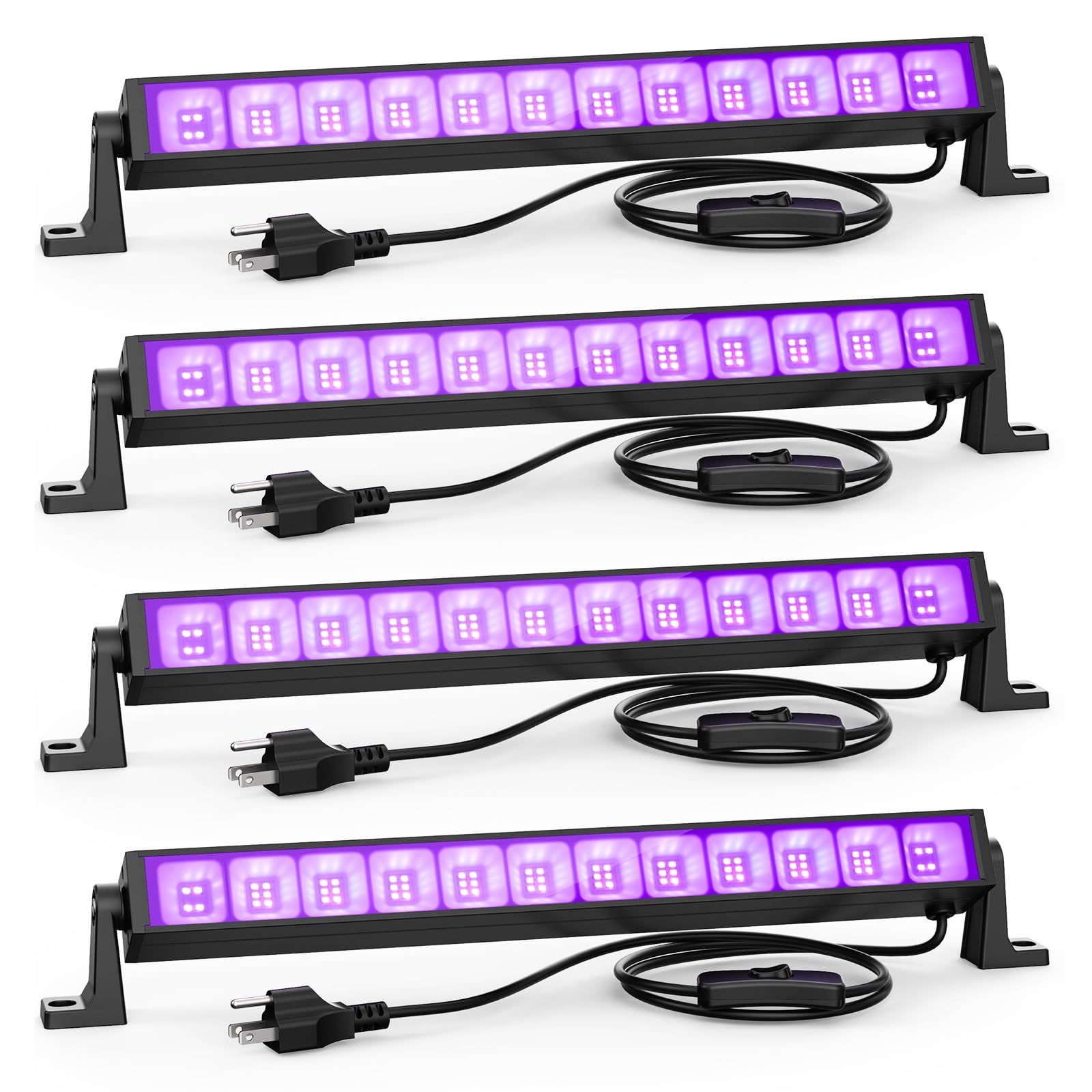 Atfoyer 4Pcs 40W Led Black Light Bar For Glow Parties, Halloween, Stage Lighting - 484 Sq.Ft Area