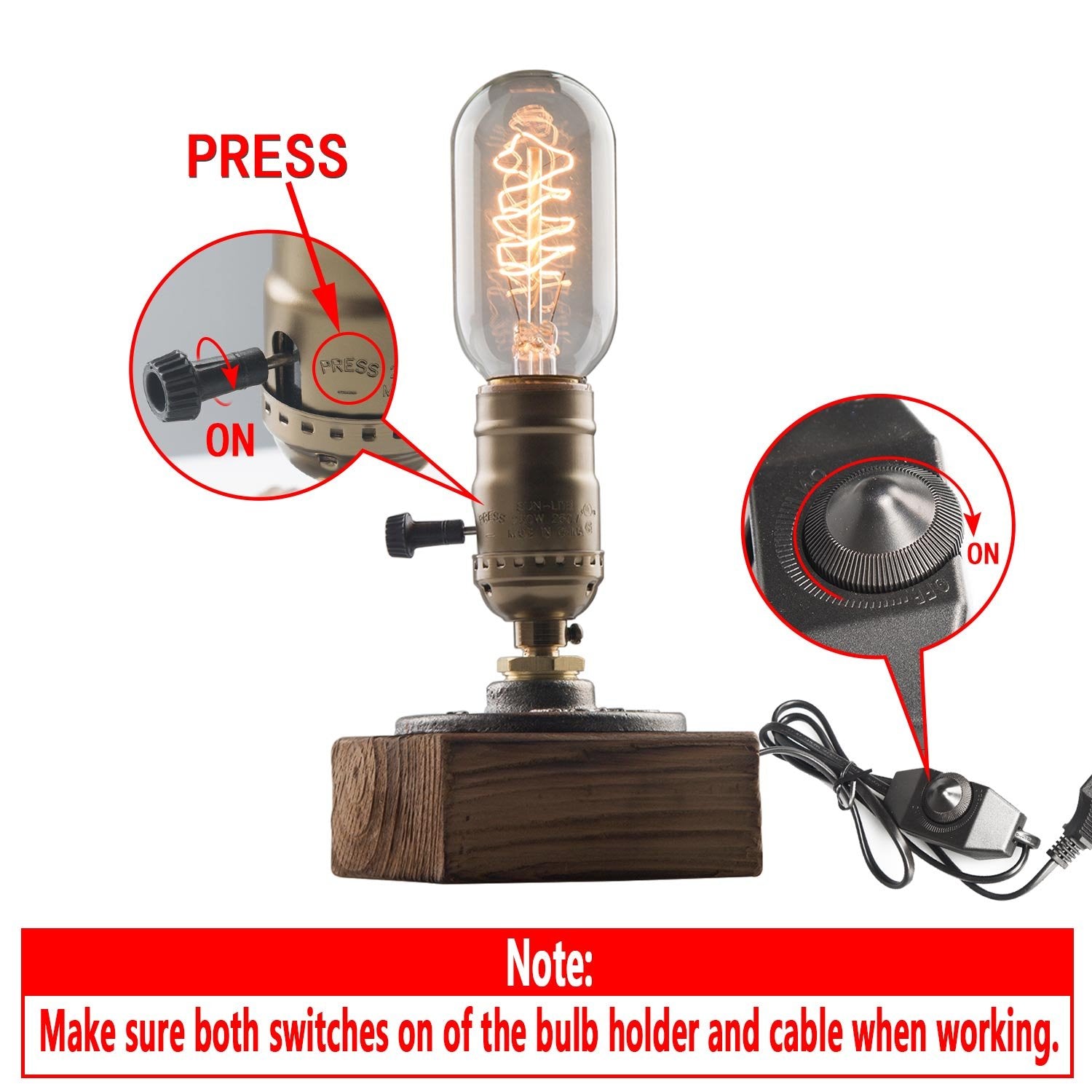 Xihome Industrial Steampunk Desk Lamp,Vintage Steam Punk Piping Table Top Lamp,Antique E26 Small Edison Bulb Iron Retro Lamps Wi