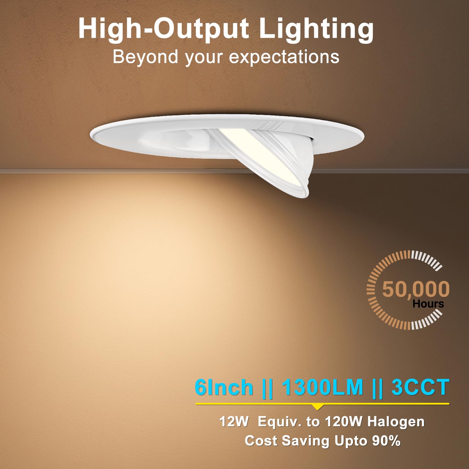 Lightdot 24 Pack 6 Inch Led Gimbal Recessed Lighting  360+90 Adjustable  3Cct Selectable & Dimmable (5%-100%)  1300Lm Ultra Bright Canless Light  Etl/Fcc Certified For Living Room/Kitchen-White
