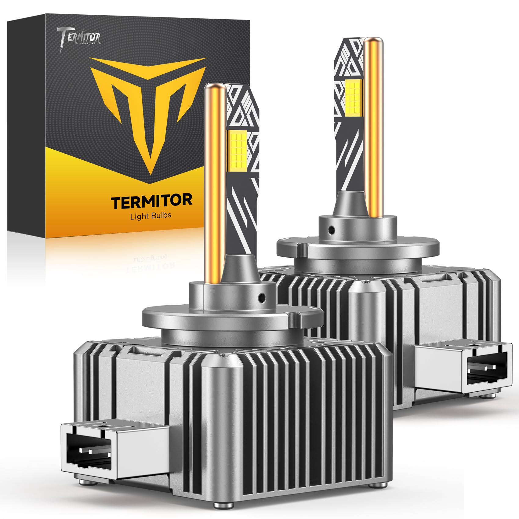 Termitor D1S D1R LED Bulbs, 36000LM, 6500K Cool White, Plug and Play, D1S HID Size, Pack of 2
