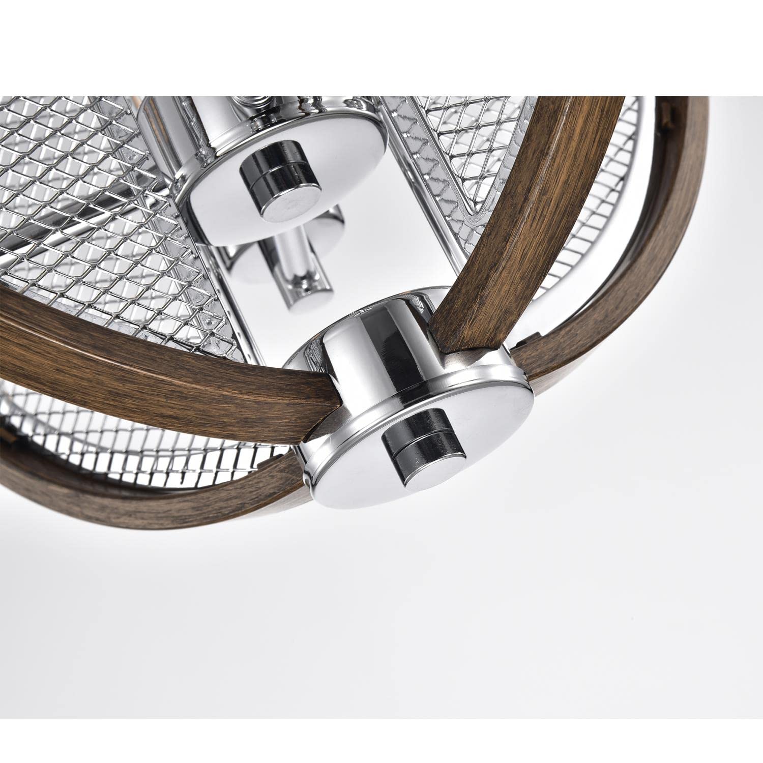 Warehouse of Tiffany IMP26A/4IC Serila Imitation Wood Grain/Chrome 4-Light Chandelier, 15.75'' L x 15.75'' W x 16.54'' H