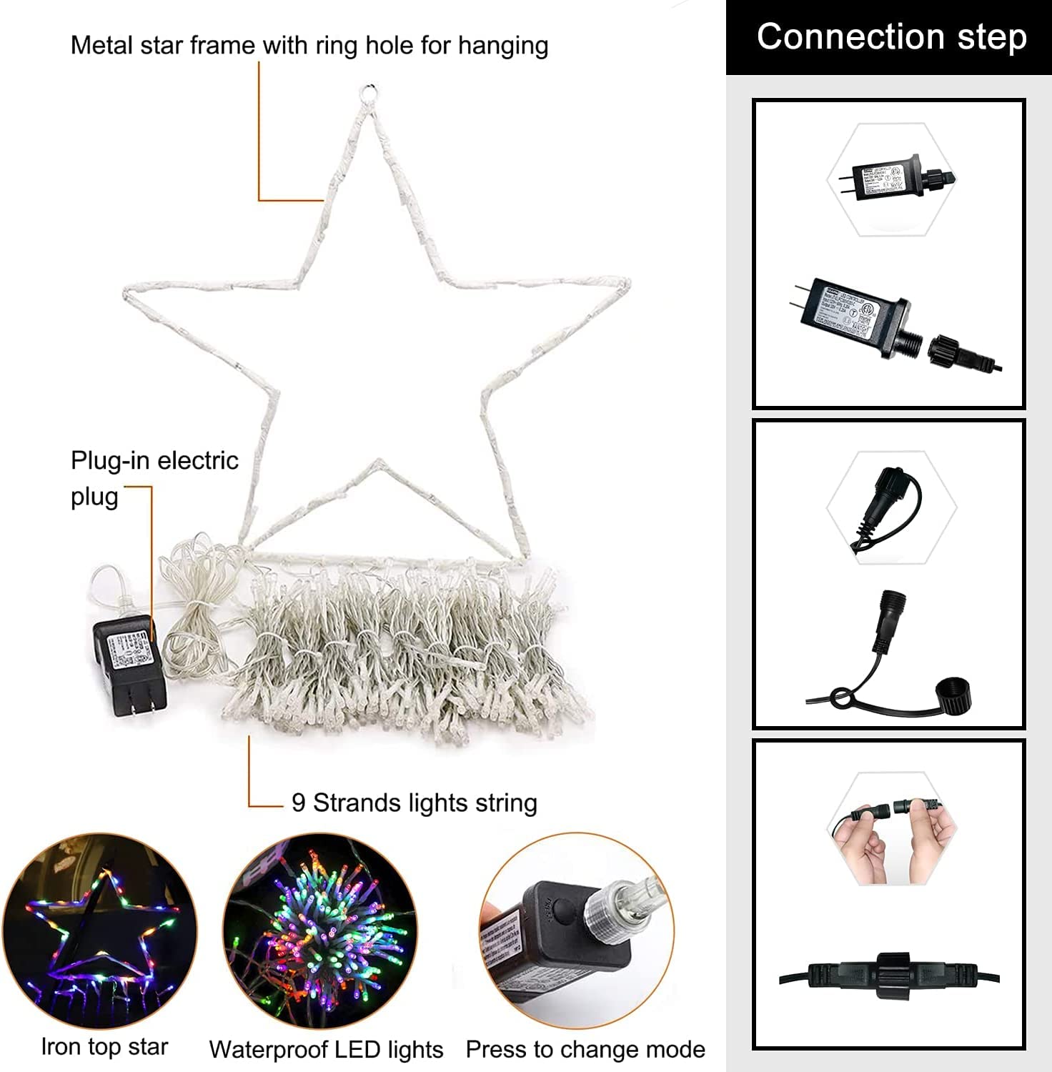 Danli Christmas Decorations Christmas String Lights Outdoor, 320 Led Star Lights With Timer [8 Mode/Ip44 Waterproof] Fairy Lights, 9X12Ft Topper Lights For Xmas New Year Patio Yard