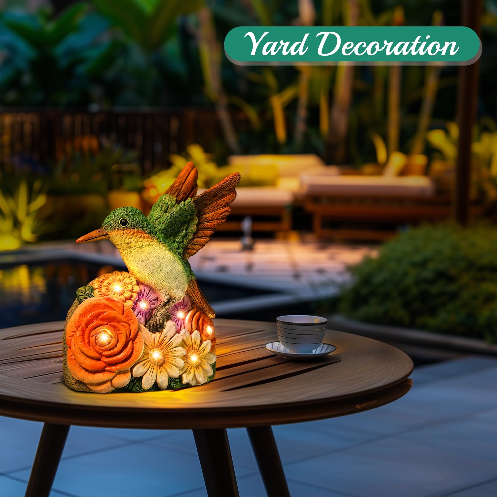 Linkax Mothers Day Mom Gifts For Mom Wife Daughter, Solar Hummingbird Lights Garden Decor, Outdoor Solar Hummingbird Figurine Fo