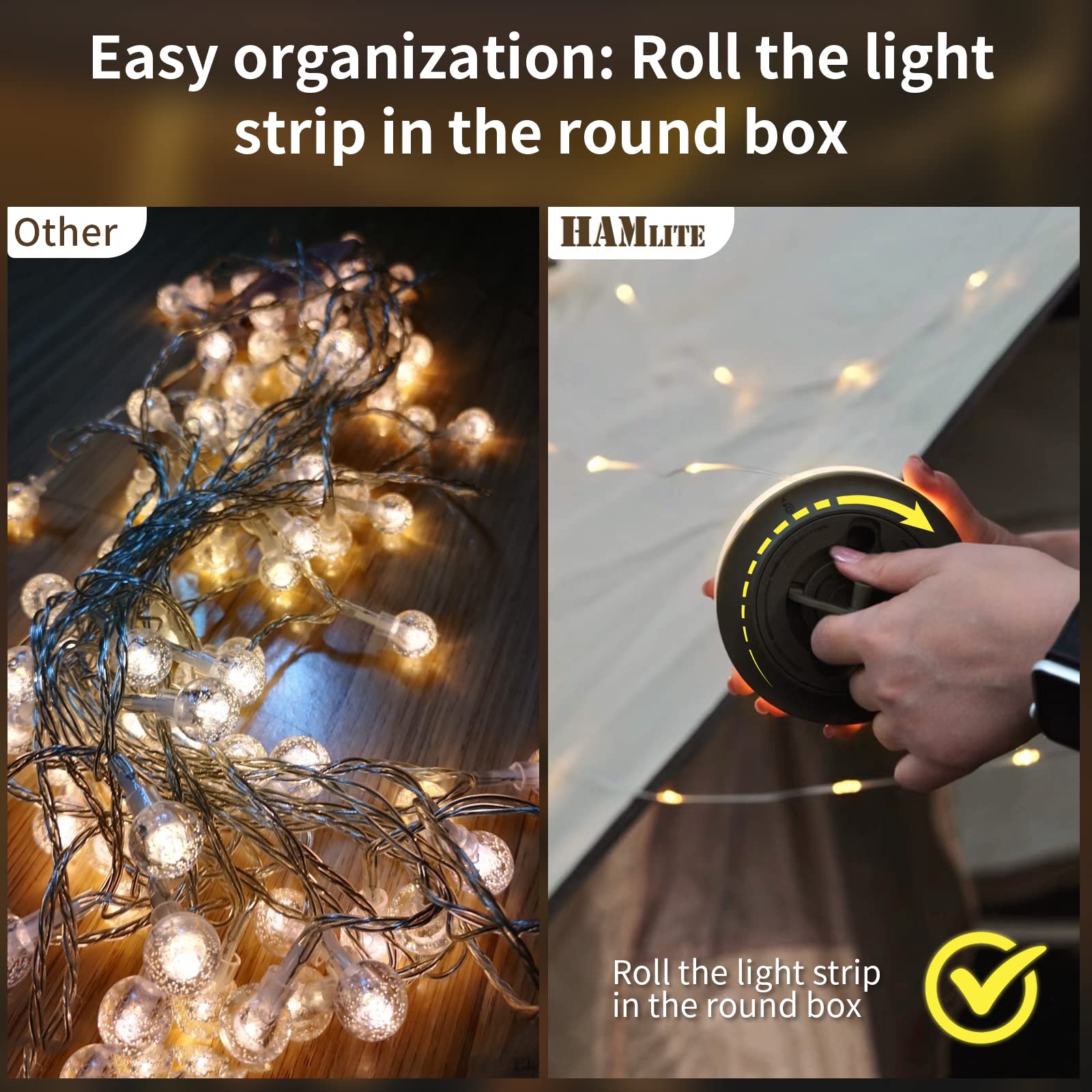 Camping String Lights,Hamlite 65.6Ft Camping Lights With 5 Lighting Modes, Quick 30S Recovery, Waterproof Usb Charging Light, Re
