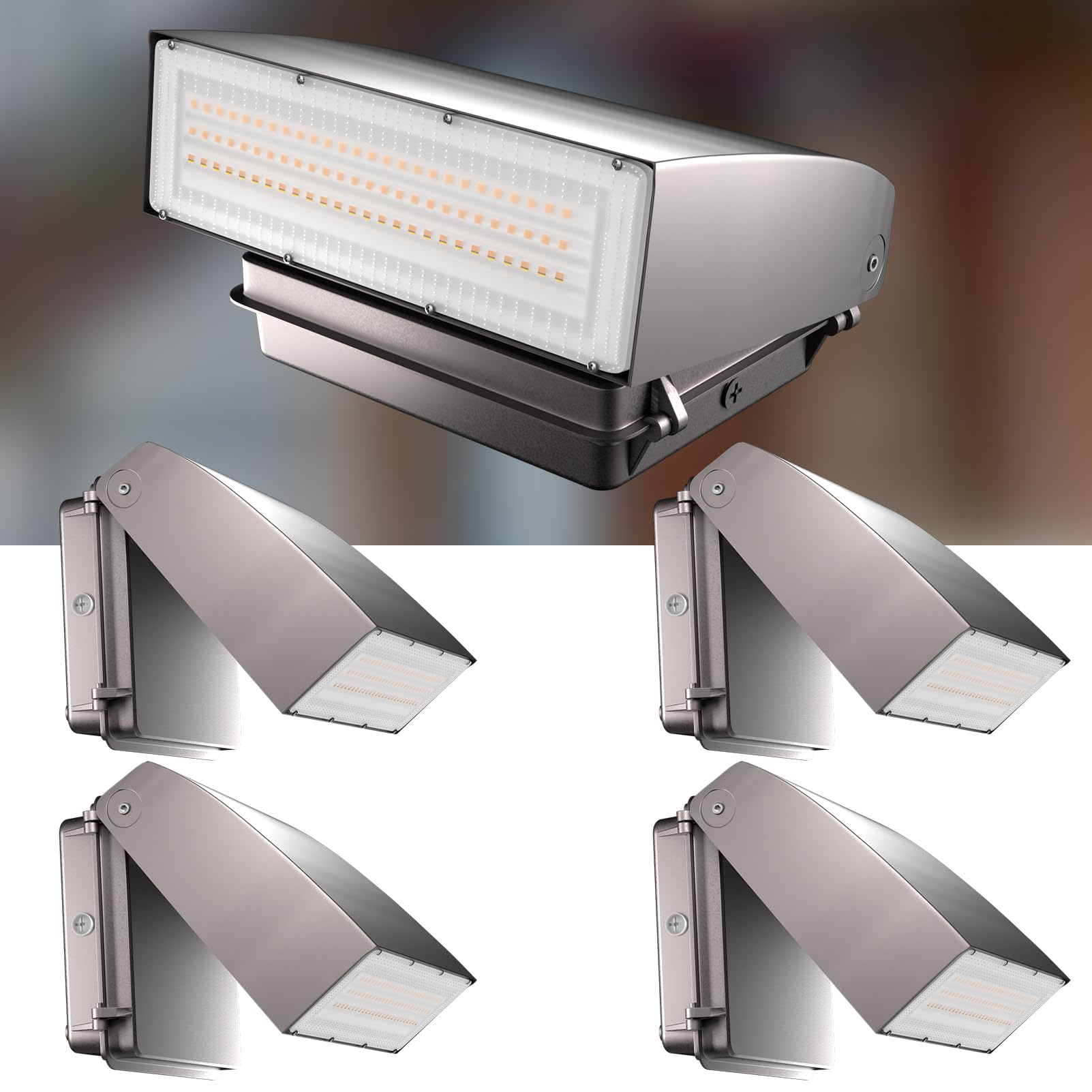 Lightdot LED Wall Pack Light, 150W, 22,500LM, 5000K, Waterproof, Adjustable, Brown, Model WPM-17-5S-N, 4-Pack