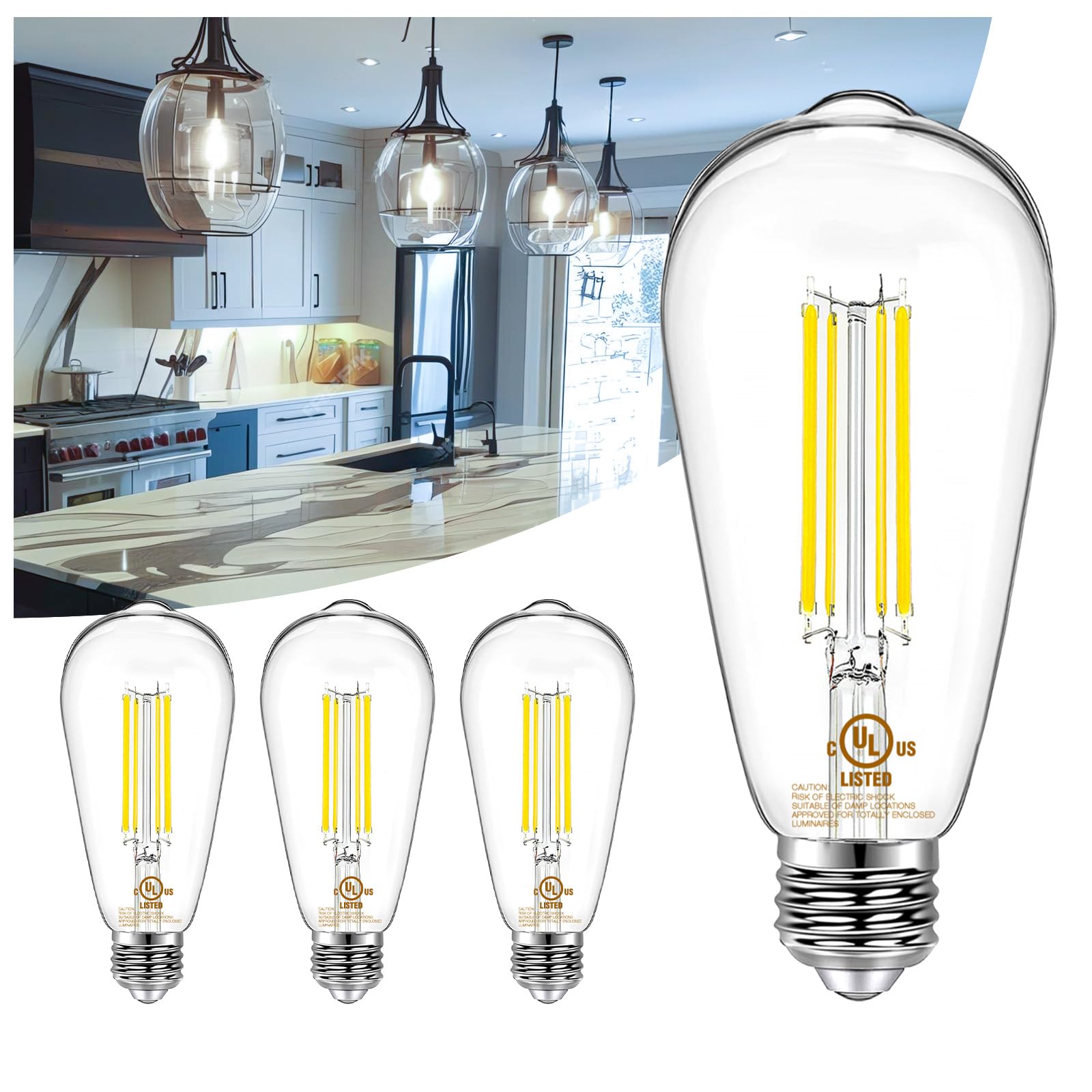 DAYGameTER 16 Pack Vintage LED Edison Bulbs  E26 Led Bulb 60W Equivalent  Dimmable Led Light Bulbs  High Brightness 800 LM Neutral White 4000K  ST58 Antique Filament Bulbs  Clear Glass Style for Home
