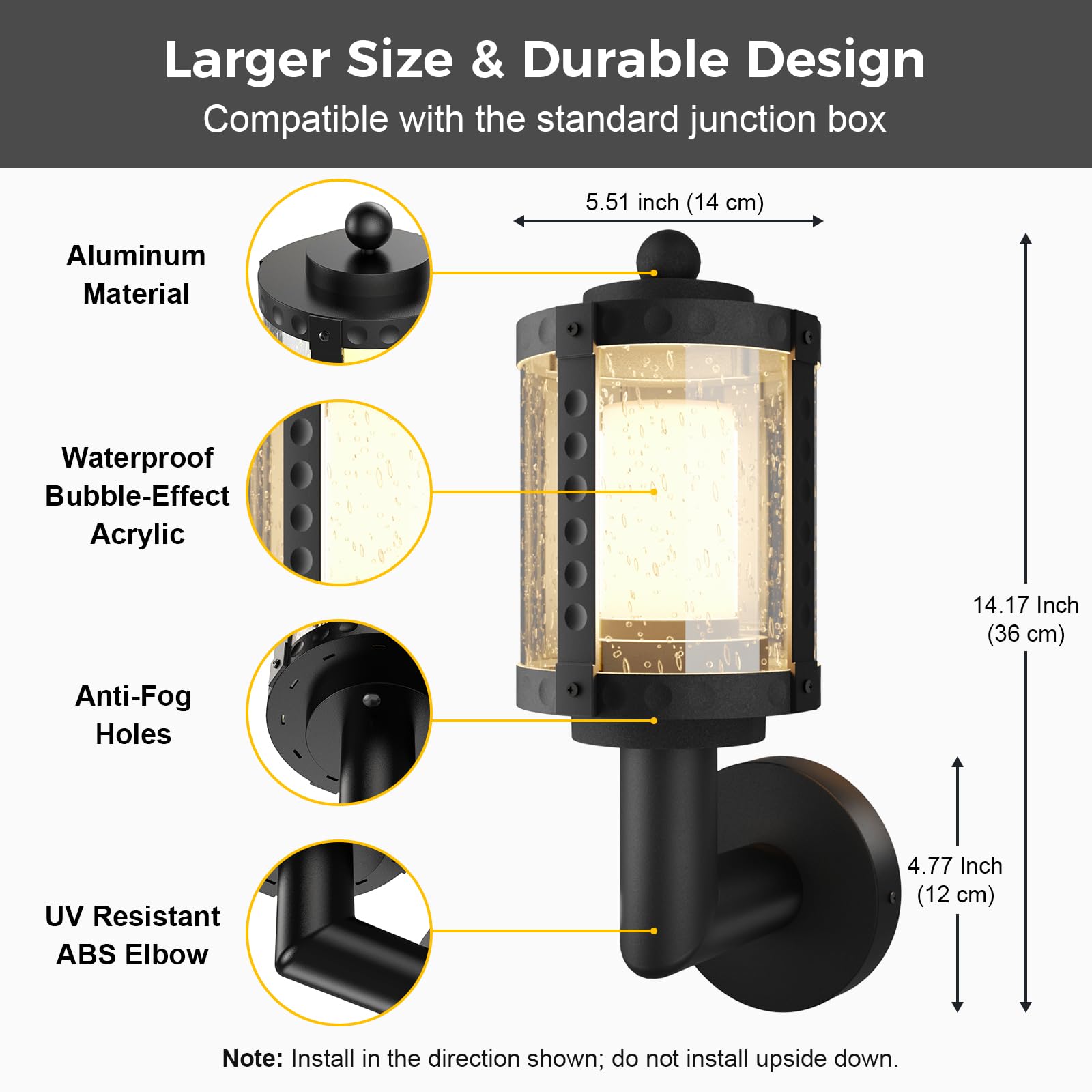 XMCOSY+ Outdoor Wall Lights - 1100LM Smart Porch Sconce, WiFi Control, IP65 Waterproof, 2 Pack, Black, Model XMWLC