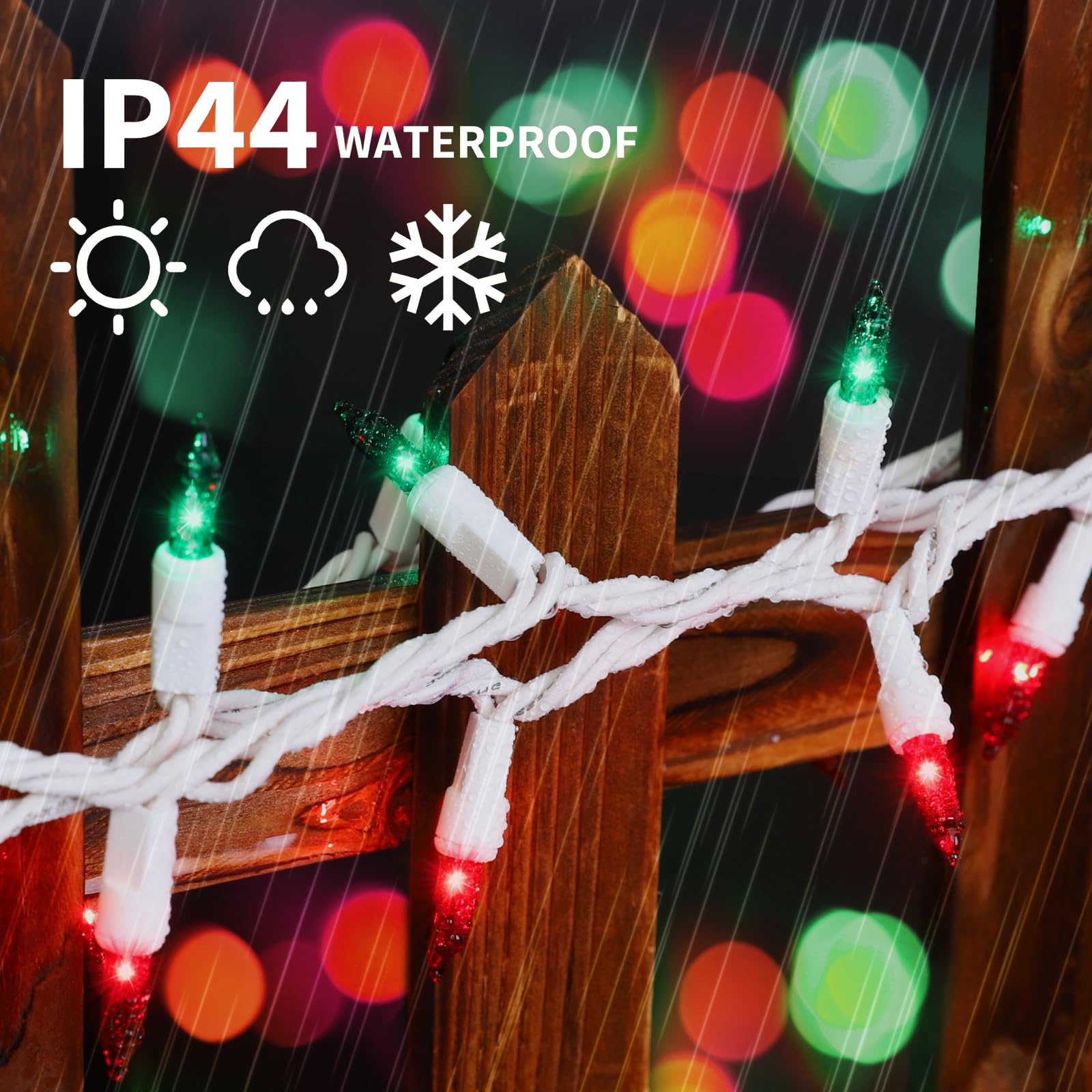 Lamphome 100 Count Red Green Christmas Lights  White Wire 20Ft Incandescent Holiday String Light Set For Indoor Outdoor Use Christmas Tree  Halloween  Valentine Wedding Lighting Decoration