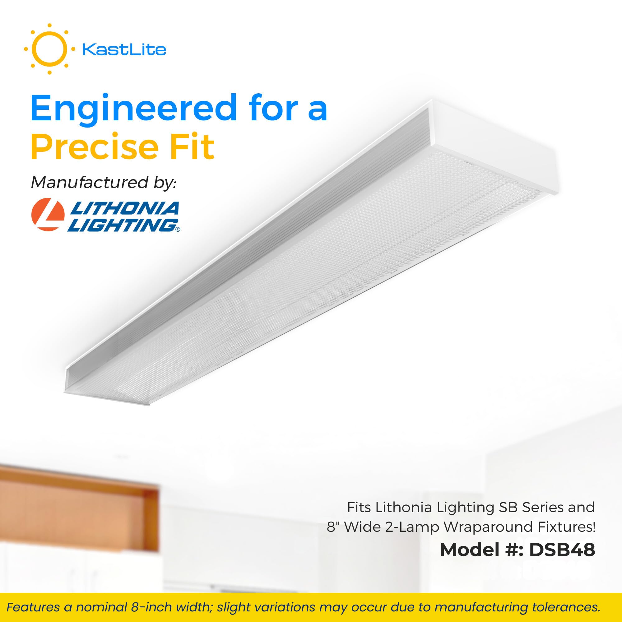 Kastlite Dsb48 2 Bulb Wraparound Ceiling Light Lithonia Lens Replacement, 48'' Prismatic Acrylic Overhead Led/Fluorescent Lamp F