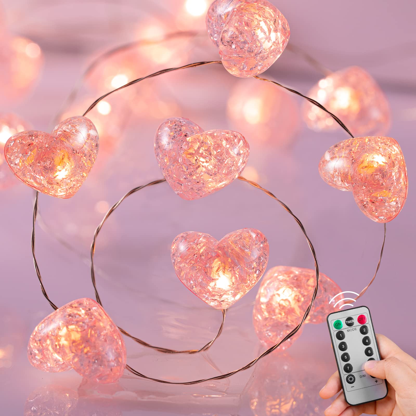 Pink Heart Fairy Lights