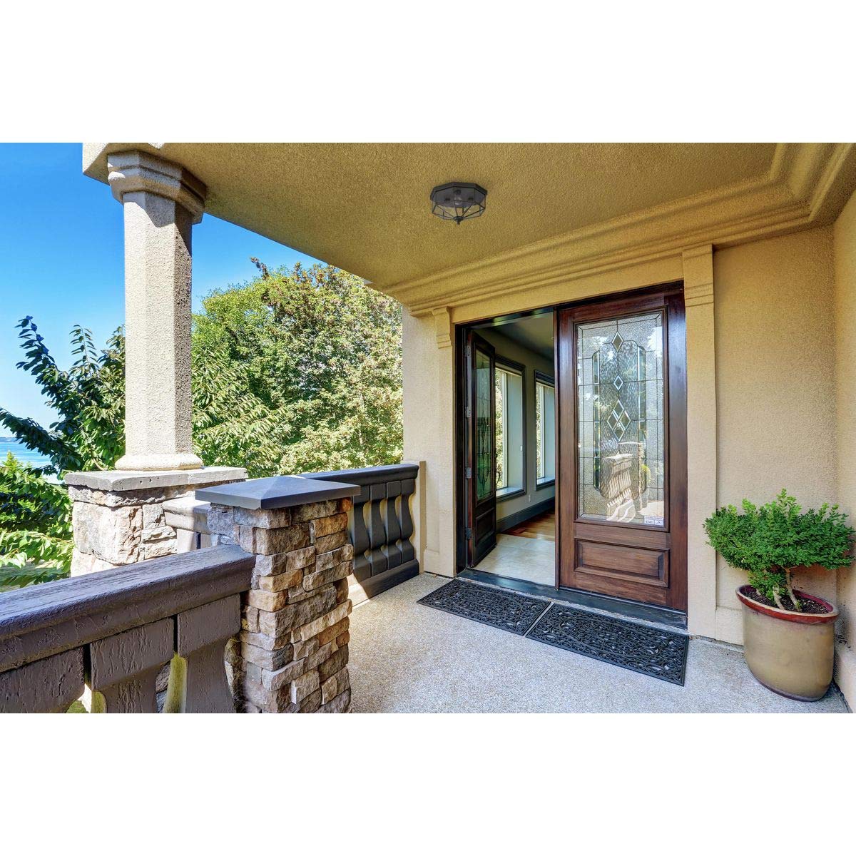 Progress Lighting Close-to-Ceiling Light, Beveled Glass, 9-Inch Diameter x 7-Inch Height, Bronze, Model P5788-20