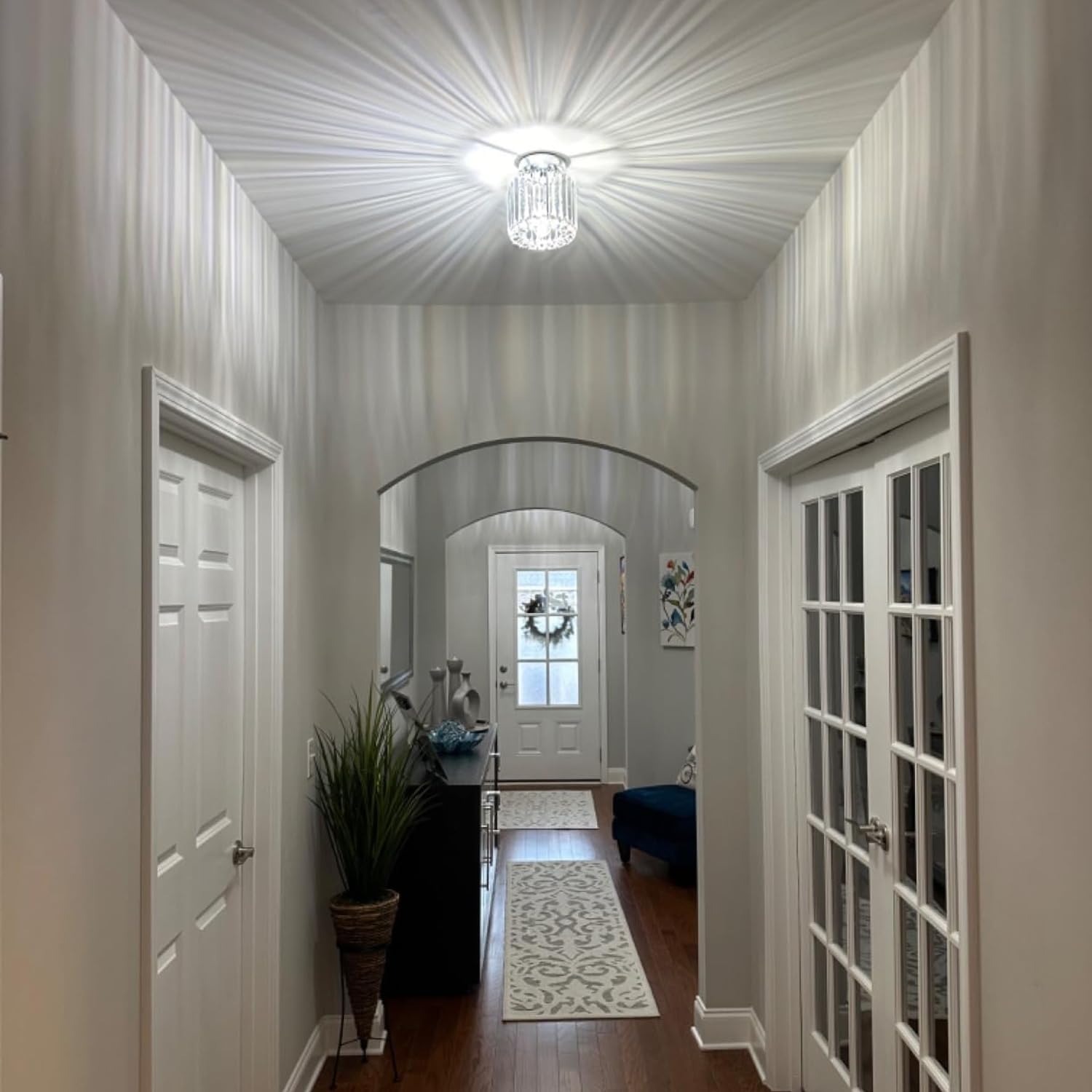 TISLYCO Mini Semi Flush Mount Ceiling Light Fixture, 2 Pack, Silver, 4.6inx4.7in - Modern Crystal Design for Hallway, Dining, Living Room