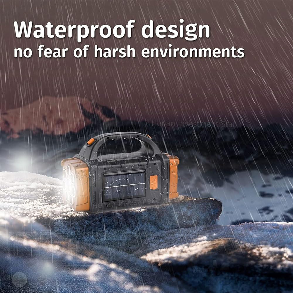 IFTHFOUR High Lumens Solar Flashlight, USB-C Rechargeable, Waterproof Handheld Searchlight, Golden, Model LP-236263