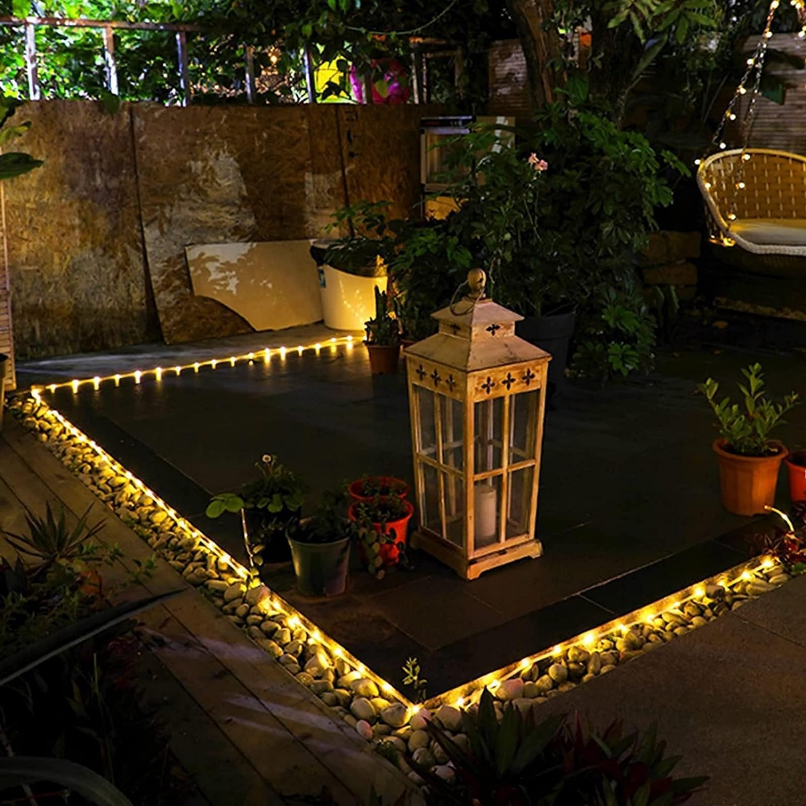 Yeguo 2 Packs Each 33Ft 100 Led Solar Rope Lights Outdoor Waterproof, Warm White String Lights For Outside, 8 Modes Fairy Lights