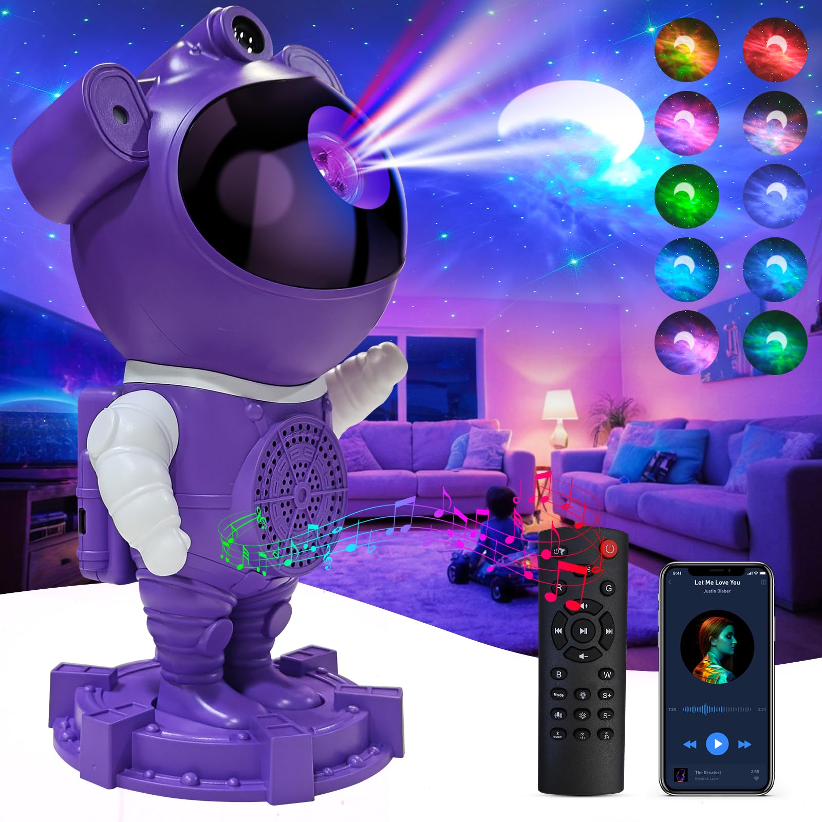 Star Projector Astronaut Galax Projector-Bluetooth Music- White Noise for Sleep-Star Moon Nebula Night Light for Bedroom,360? Ad