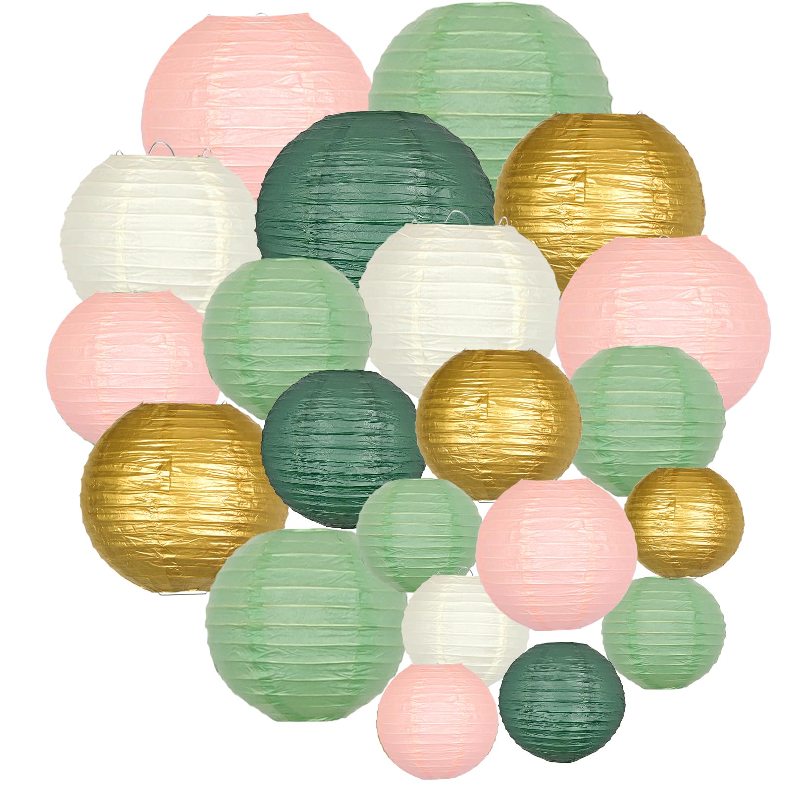 Adlkgg Paper Lanterns Decorative, Round Hanging Paper Lanterns Decorations For Graduation Bridal Shower Wedding Birthday Neutral