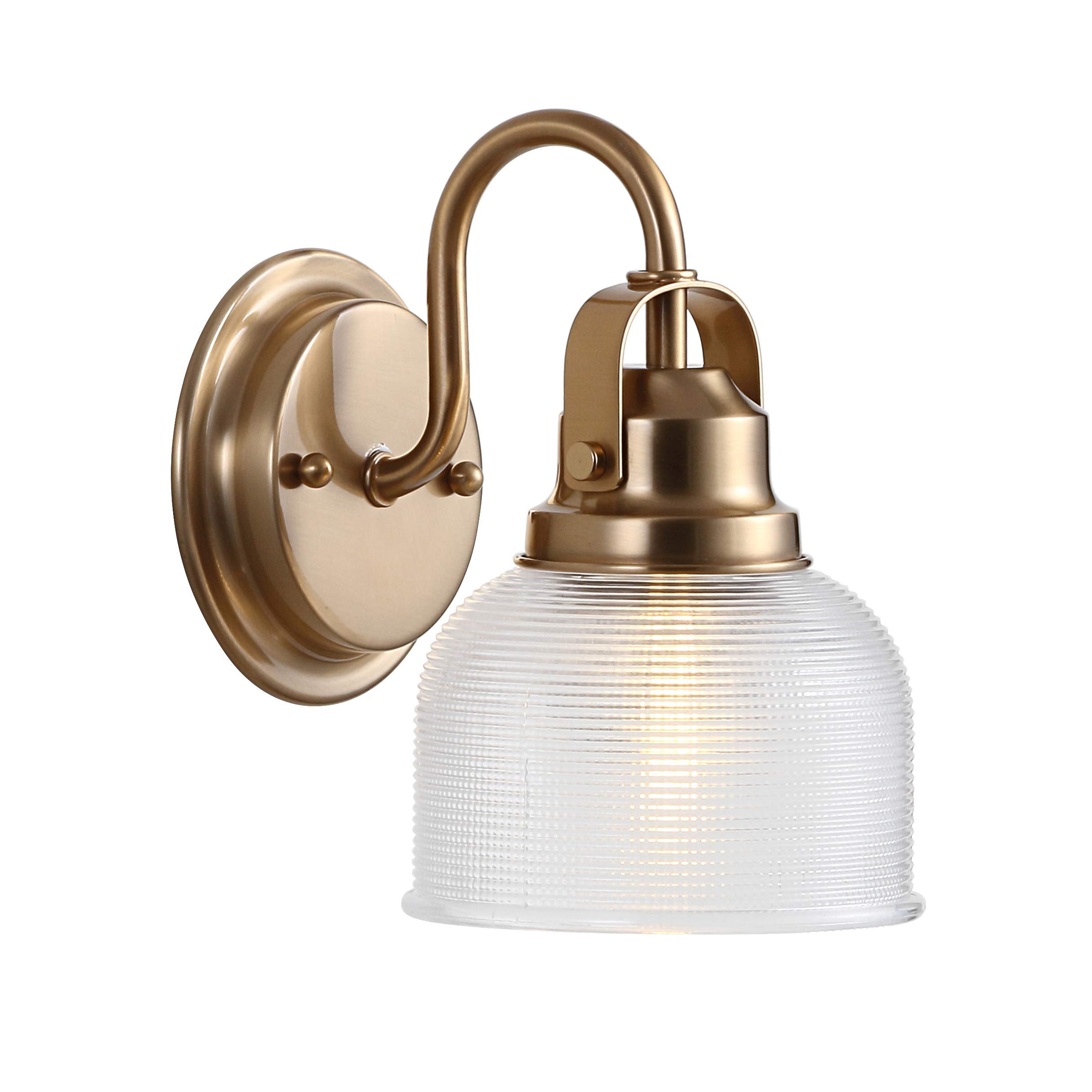 JONATHAN Y Virginia 1-Light LED Vanity Light Brass Gold Metal/Glass JYL7407B