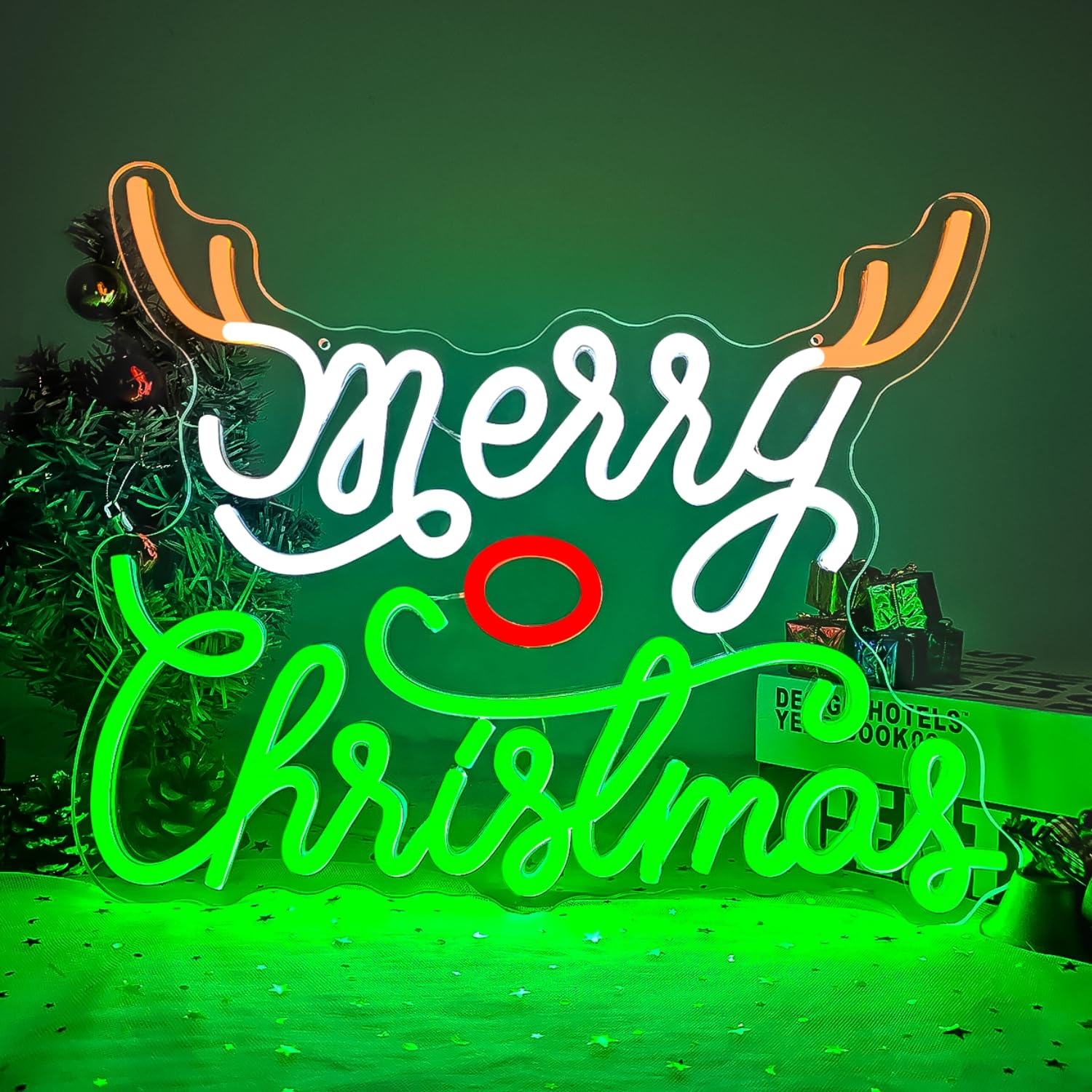CinsYarn Neon Sign Dimmable LED Wall Mount 80 inches Acrylic Christmas Decoration Colorful