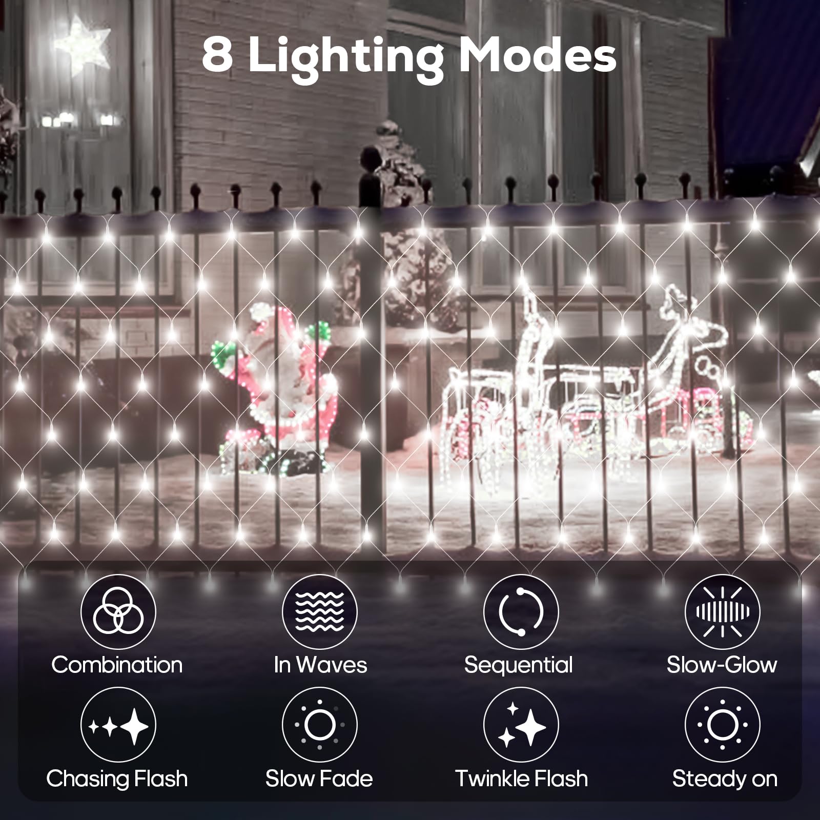 Soiarllt 12Ft X 5Ft 360Led Bush Net Lights, Connectable Outdoor Mesh Bush Lights With 8 Modes, Timer, Dimmer, Memory Function, Waterproof For Indoor Outdoor Decor. Cool White