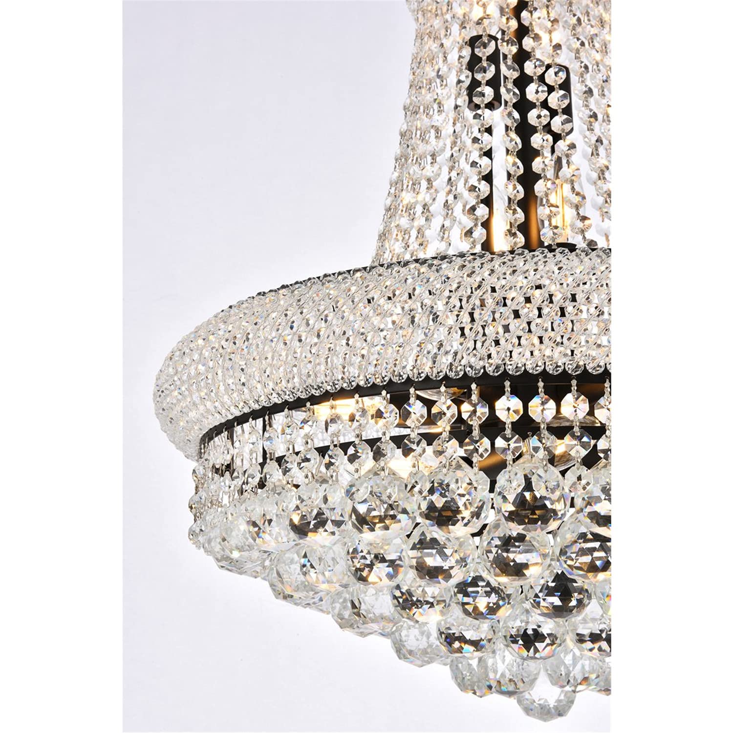 Elegant Lighting Primo 20&quot; Black Metal And Crystal Chandelier - Modern Home Decor