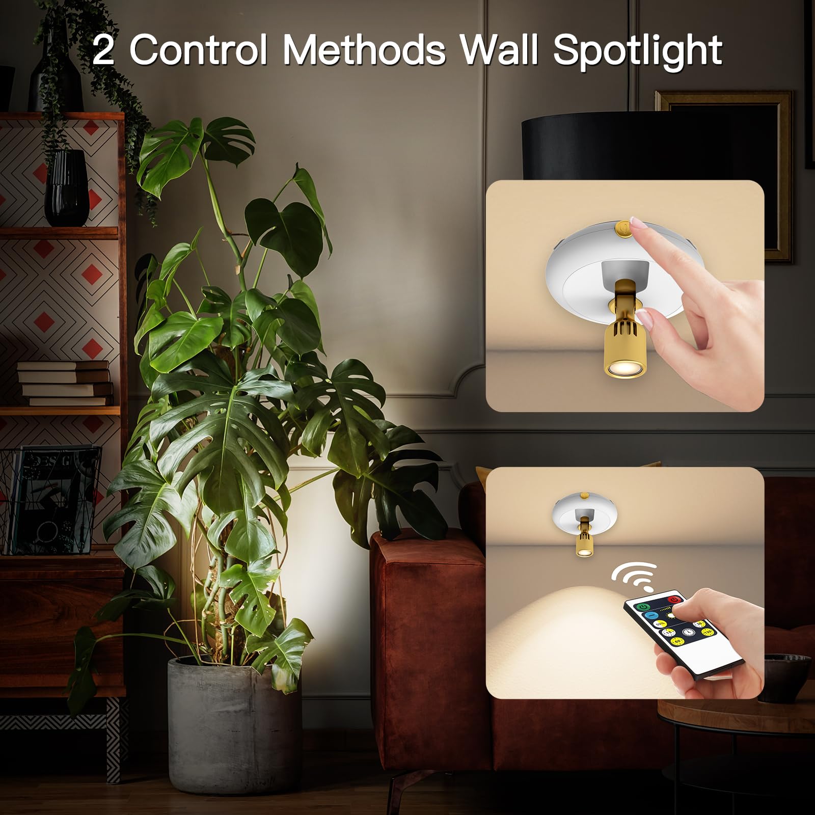 Battery Powered Led Spotlight - Wireless Dimmable Puck Light For Art Display, Tree Plants & Painting Frame, Indoor Use