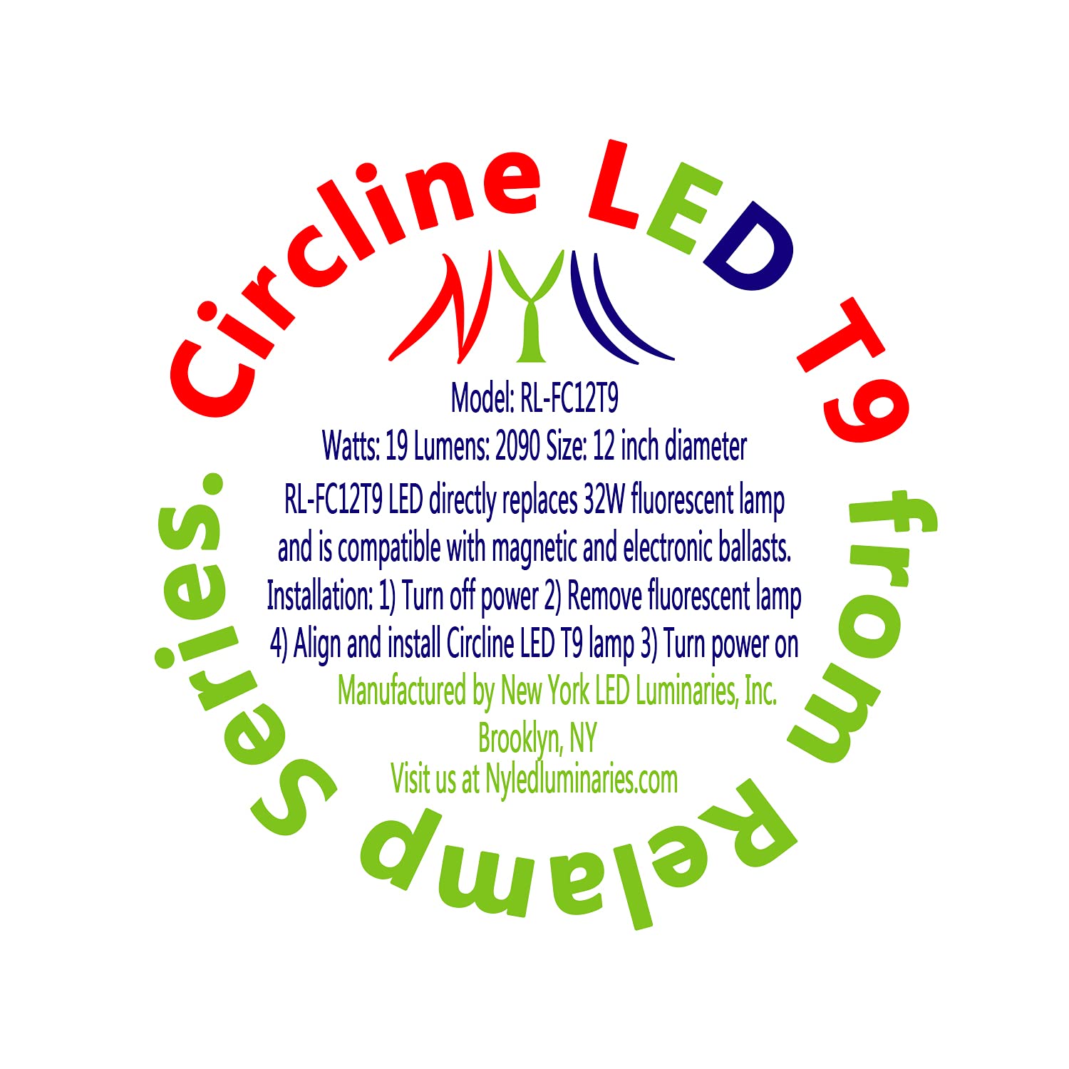 NYLL 12 Inch T9 Circline LED Lamp Warm White 2700K 32W Replacement for FC12T9/WW FCL32 Plastic