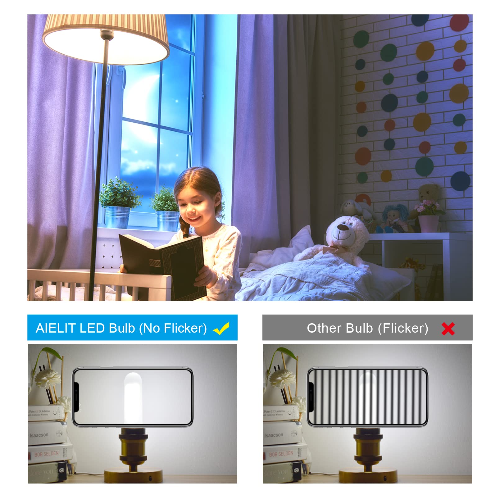 AIELIT LED Tube Light Bulb 25W Equivalent, Daylight White 5000K, Frosted Glass, 2W Dimmable, T30 Model, 4-Pack