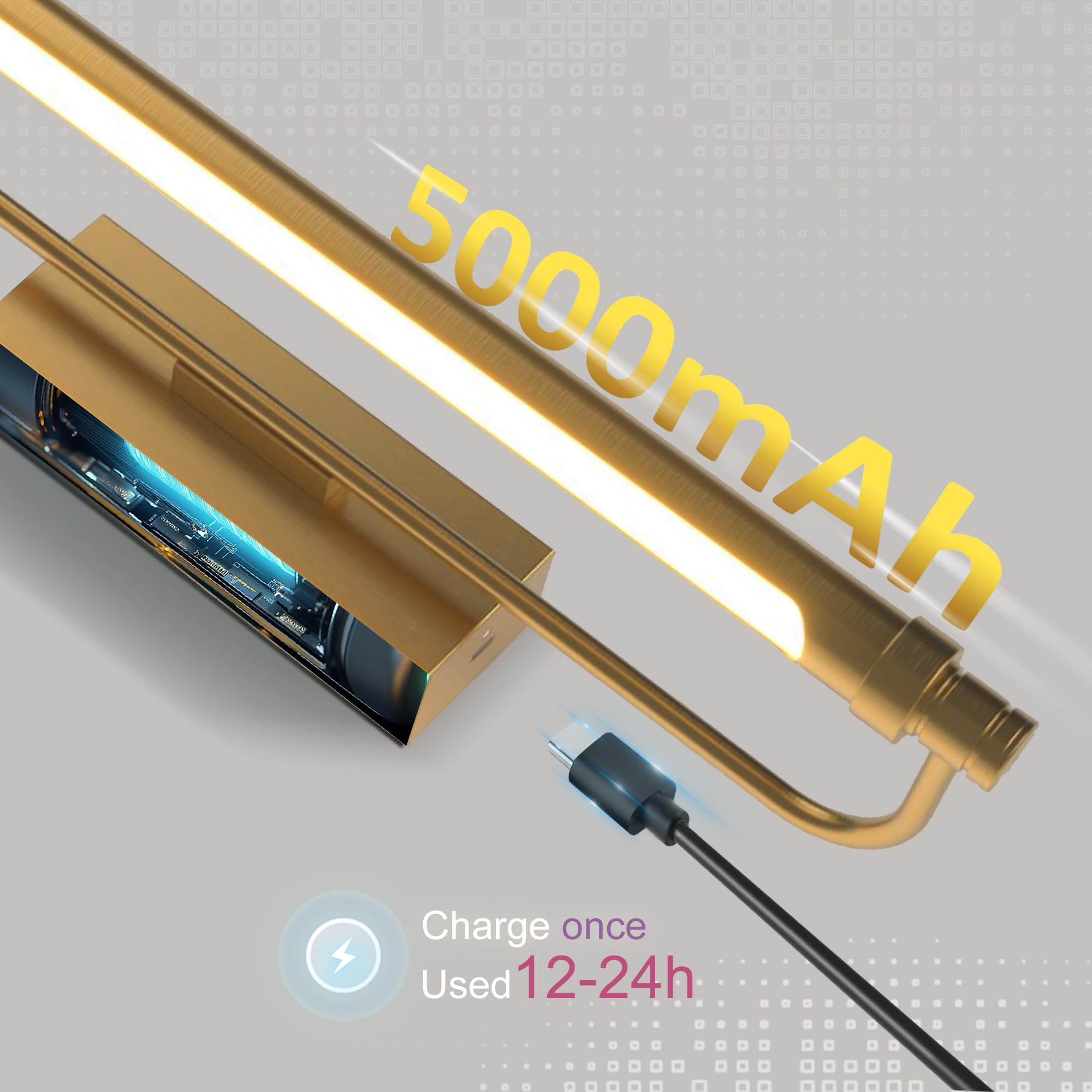ZitoStory Gold Art Light - 16 Inch Wireless Dimmable Picture Light with Remote, Model 7211-40cm/Gold