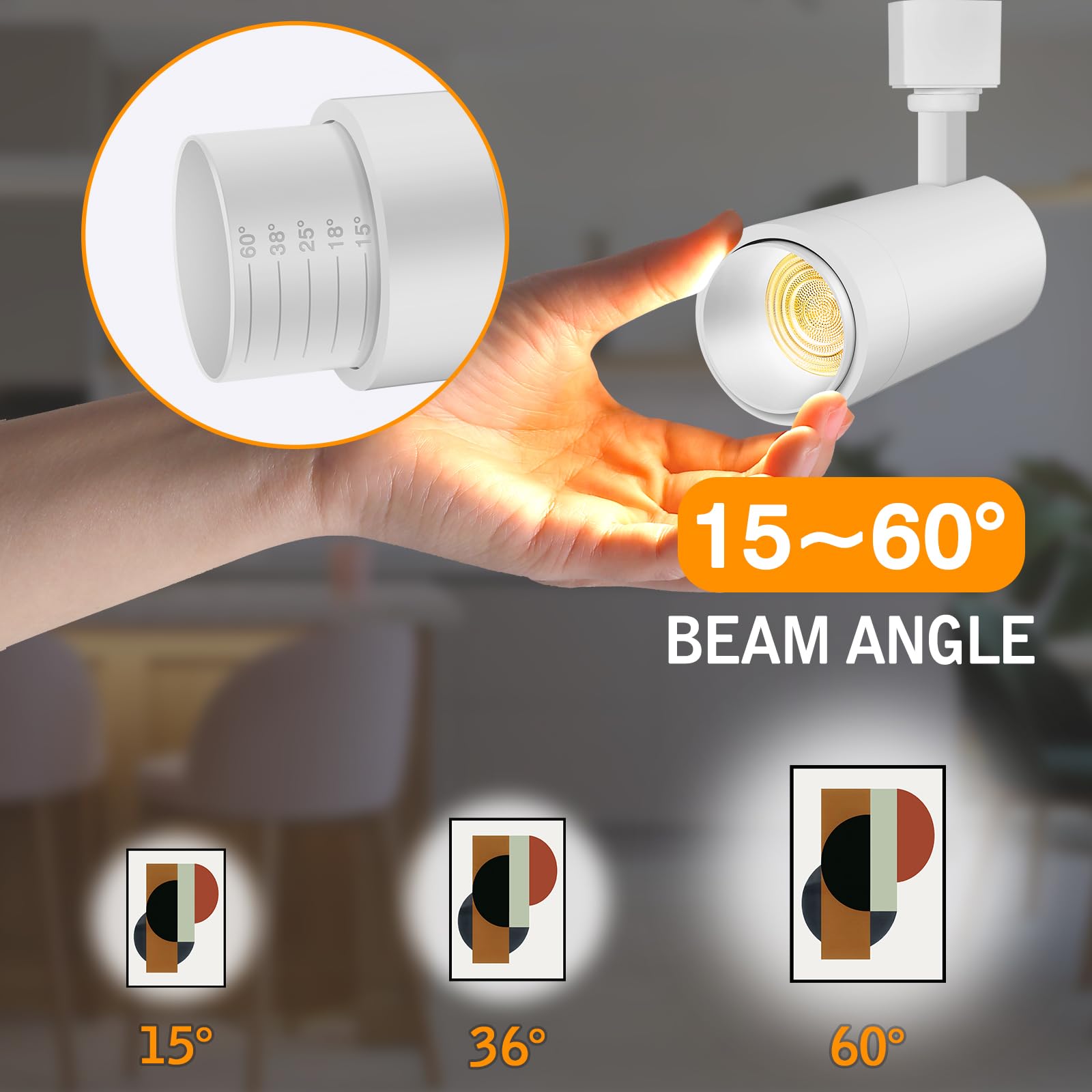 CoziTech 12W LED Track Light Heads, Dimmable, Zoomable, 9-CCT, 1200lm, 12 Pack, Matte White, Model CT-TLH12-