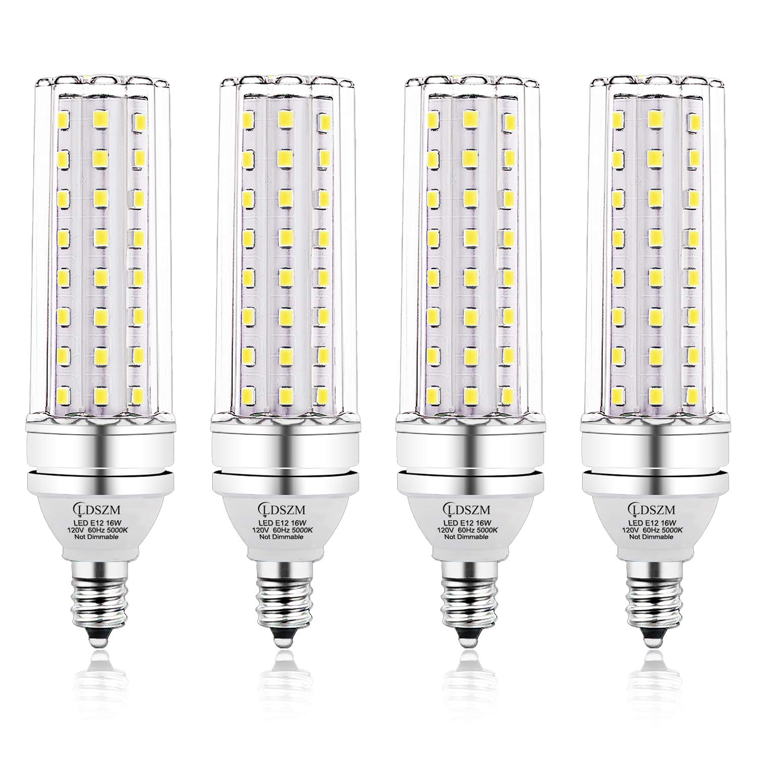 LDSZM E12 LED Bulbs 16W Candelabra 120W Equivalent 1400lm Non-Dimmable 4 Count Daylight White 5000K Model LYE-E12