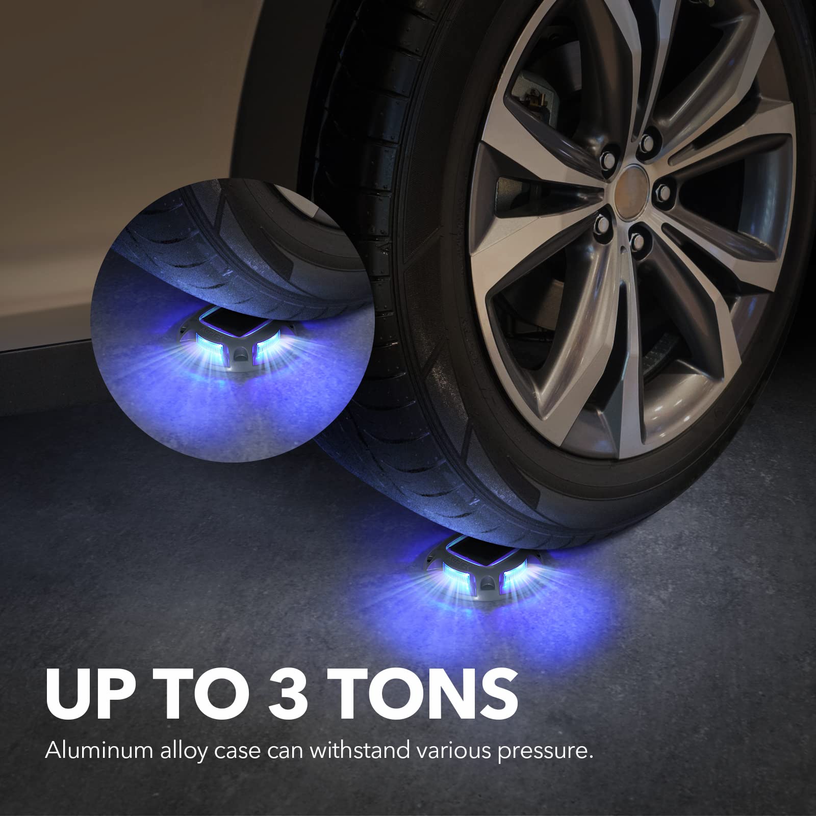 AGPTEK Solar Driveway Lights, 16 Pack Waterproof LED Security Marker Lights, Blue Light & Cool White, Model SLD-MX