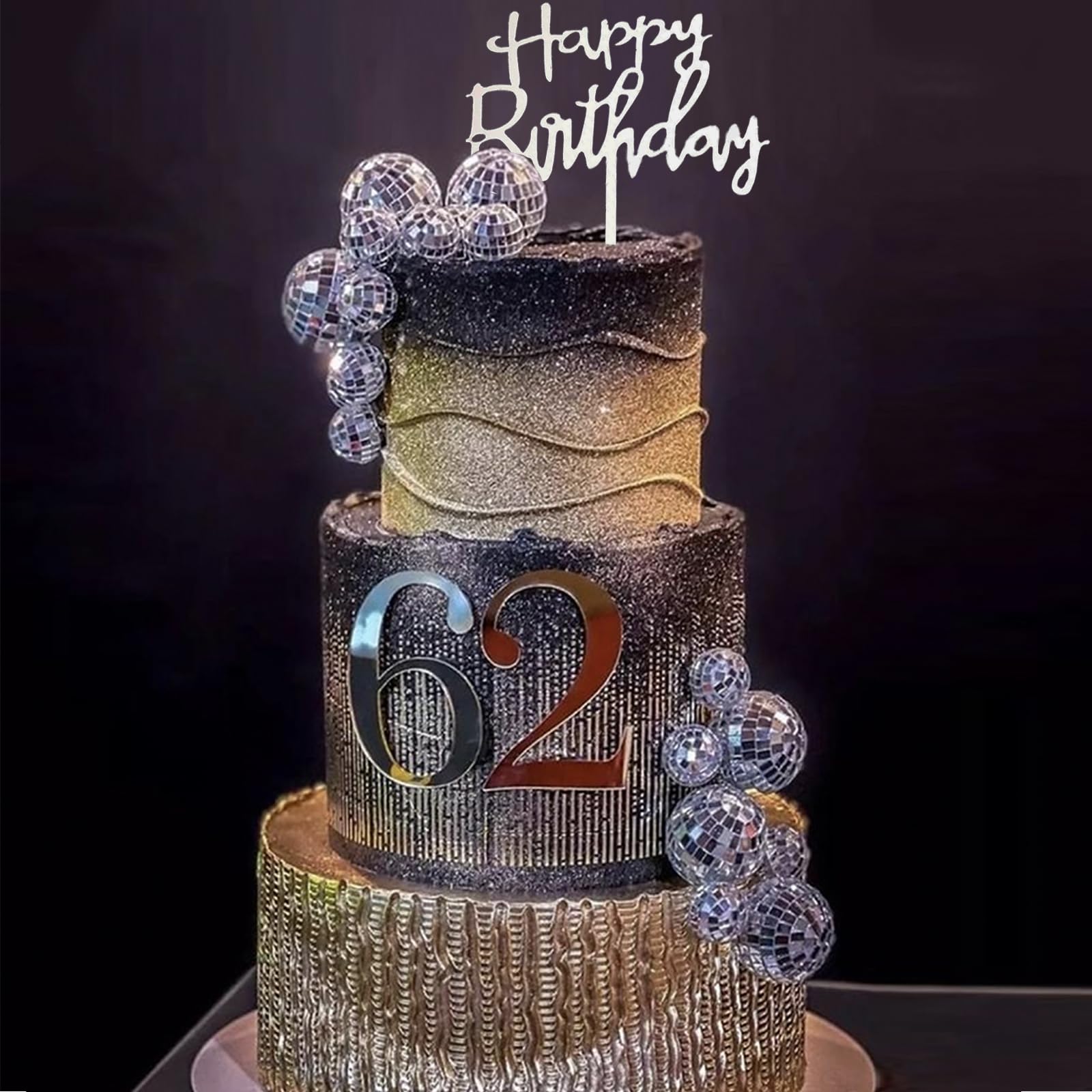 23Pcs Disco Ball Cake Toppers Silver Disco Balls Cake Cupcake Decorations With 22Pcs Mirror Balls And 1Pcs Happy Birthday Cake Topper For 70S 80S 90S Disco Music Dance Themed Party Decoration Supplies