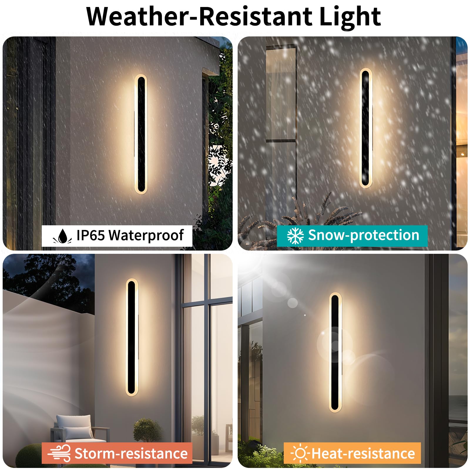 Mikeru 39.4Inch Outdoor Wall Lights, Warm White Front Porch Light Ip65 Oval Outdoor Light For House 35W Wall Mounted Acrylic Wall Light For Proch, Living Room, Balcony Decorative Lighting