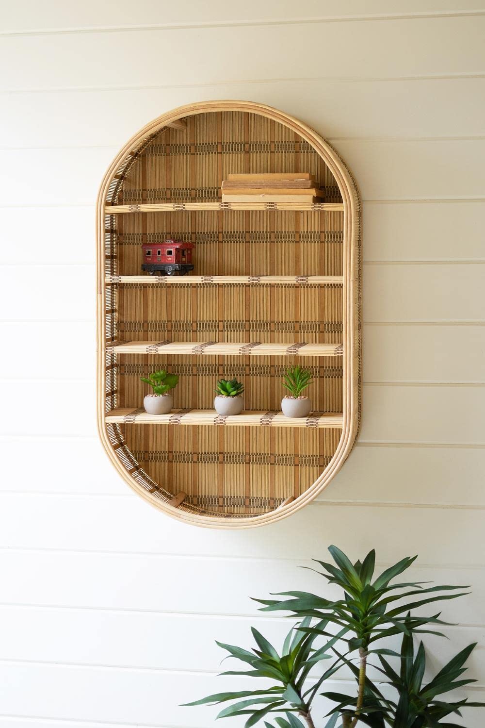 OVAL RATTAN WALL SHELF