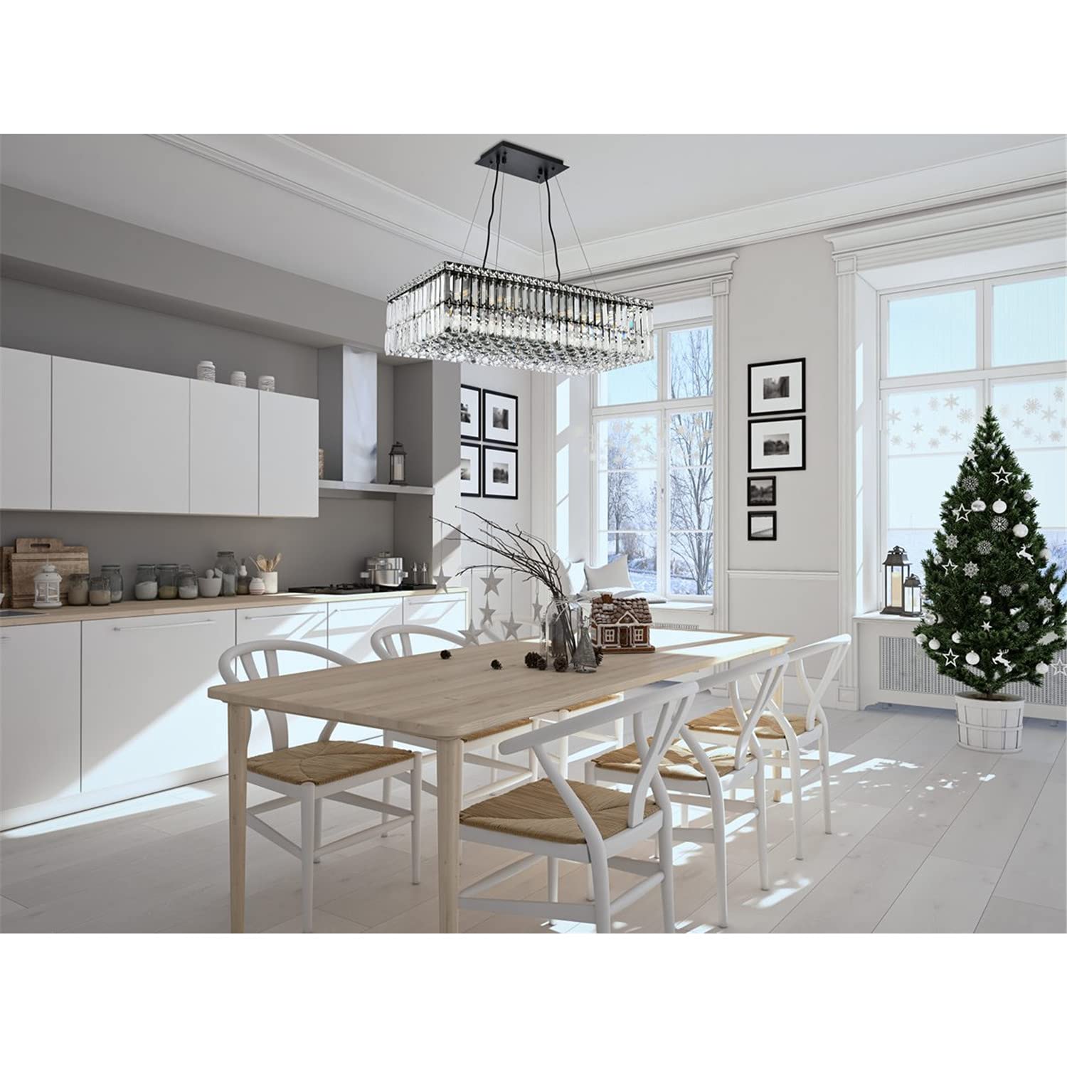 Elegant Lighting Maxime 28&quot; Black Metal & Crystal Chandelier - Modern Home Decor