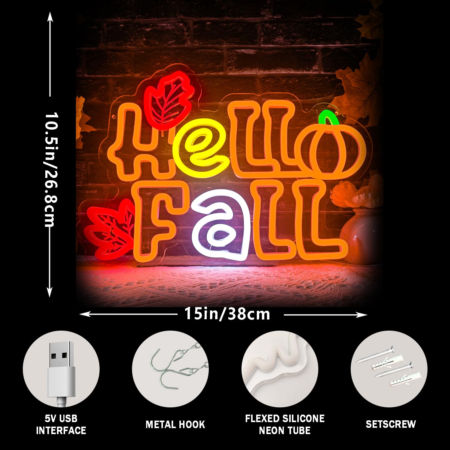 Hello Fall Neon Sign Dimmable For Maple Leaf Neon Sign Thanksgiving Led Neon Light Sign Thanksgiving Decorations For Autumn Room Bedroom Table Wall Decor Kids Holiday Gift Usb Powered