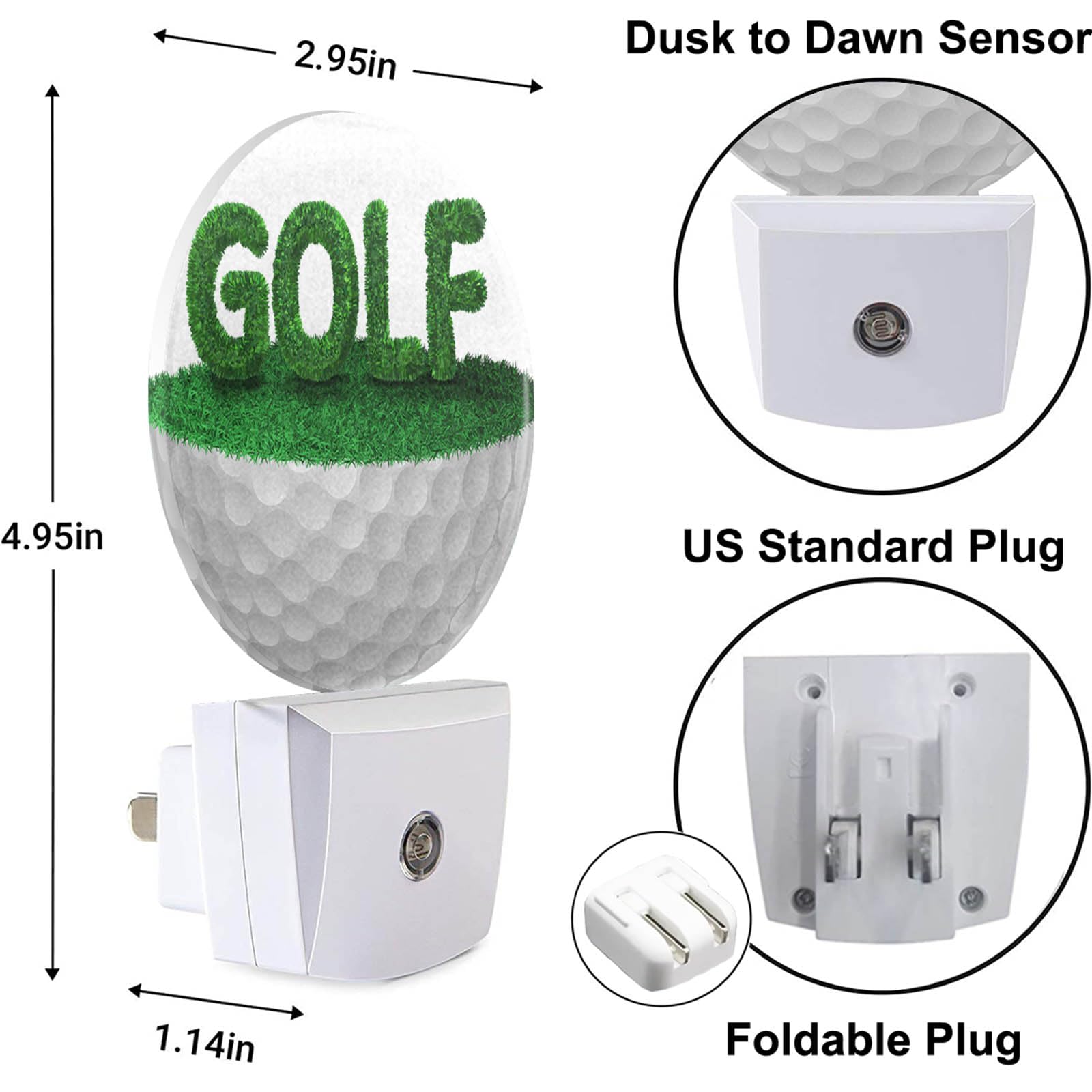 Uanvaha Golf Ball Night Light Half Golf Ball With Grass Golf Course Grassland Night Lights Plug Into Wall With Dusk To Dawn Sens