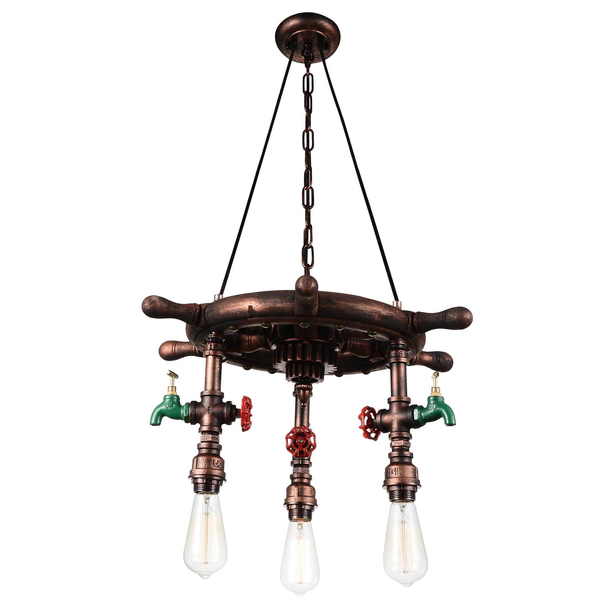 Cwi Lighting Manor 3-Light Speckled Copper Metal Chandelier