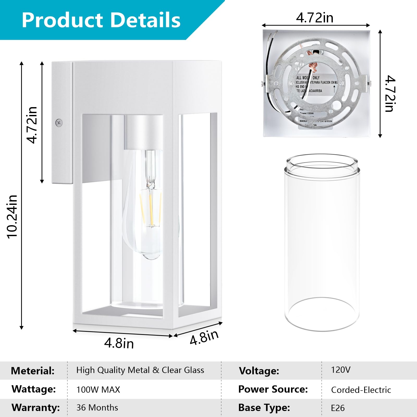 Lwsoy 2-Pack Outdoor Wall Lights, Waterproof Exterior Light Fixtures Porch Lights With E26 Socket, Outside Wall Mount Lights For House Porch Entryway Patio Garage Front