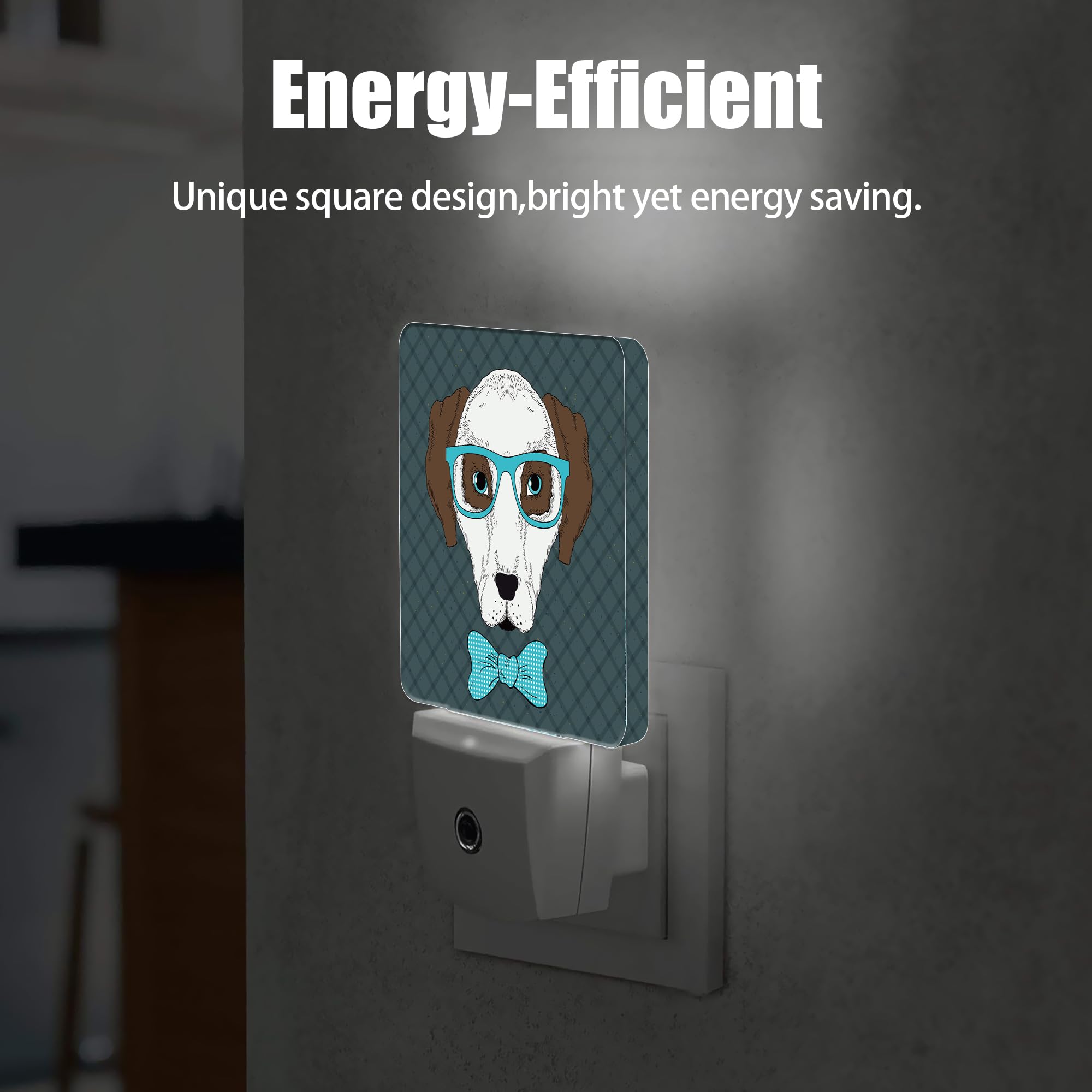 Jopowide Dog,Hipster Portrait Dog Night Light, Dusk To Dawn Smart Sensor Nightlight For Bedroom Bathroom Kitchen Hallway Stairs