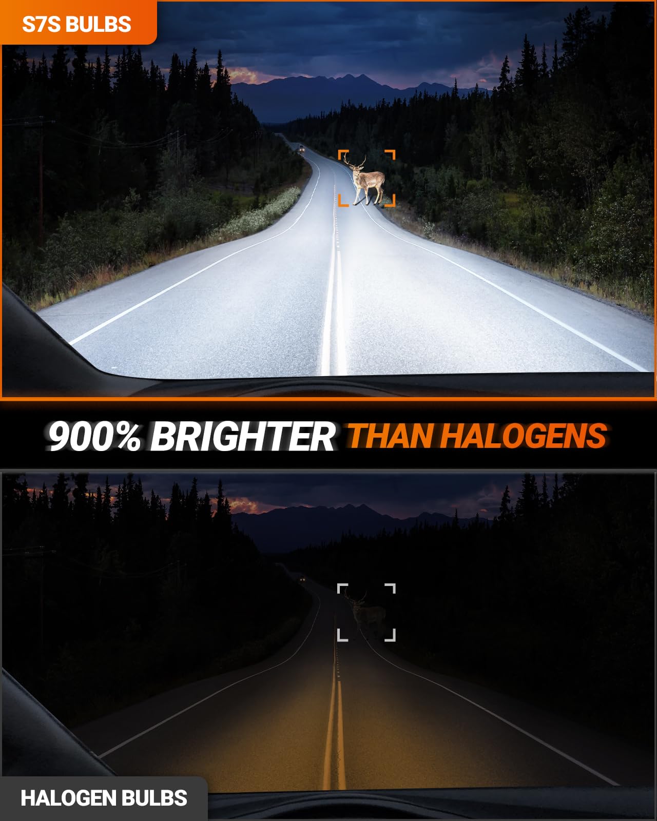SEALIGHT 9007 Bulbs 60000LM Brightness, Aluminum, White, Model HB5, Pack of 2, For ATVs & Powersports