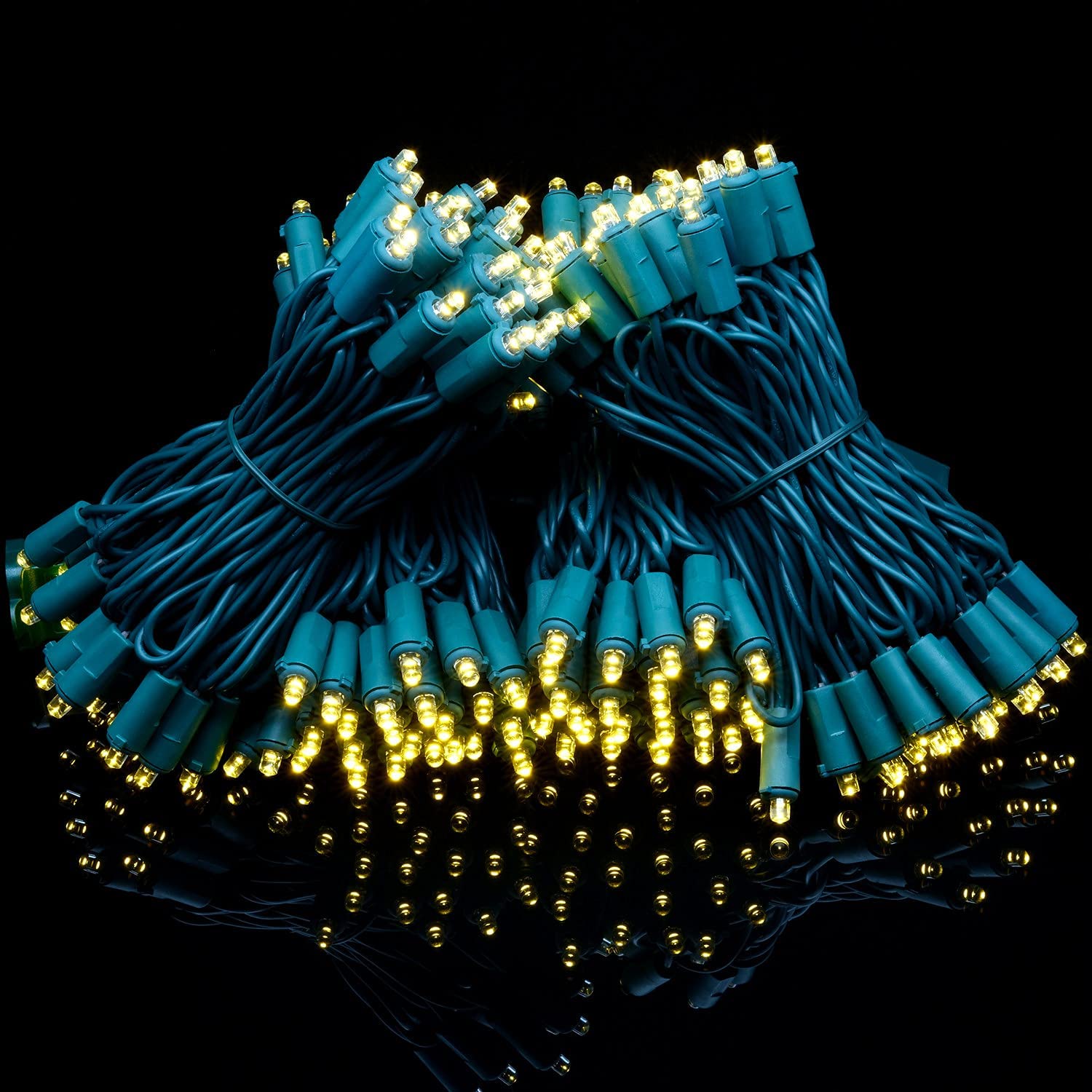 YULETIME LED Christmas Lights Set, 200 Warm White Bulbs, 66 ft Green Wire, UL Certified, 5mm