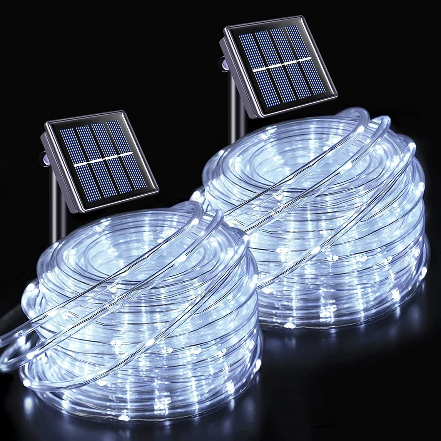 JMEXSUSS Solar Rope Lights, 200 LED, 66ft, Waterproof, 8 Modes, White