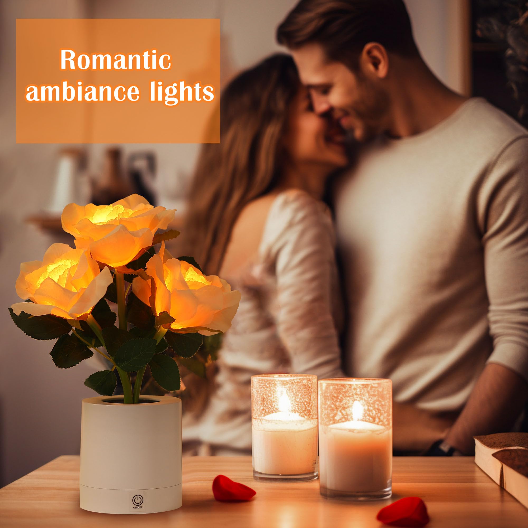 Wsyear Mothers Day Forever Flower Lamp Touch Lamp Gifts For Women Her Wife Girlfriend Daughter, Dimmable Table Lamp Rose Lamp Fl