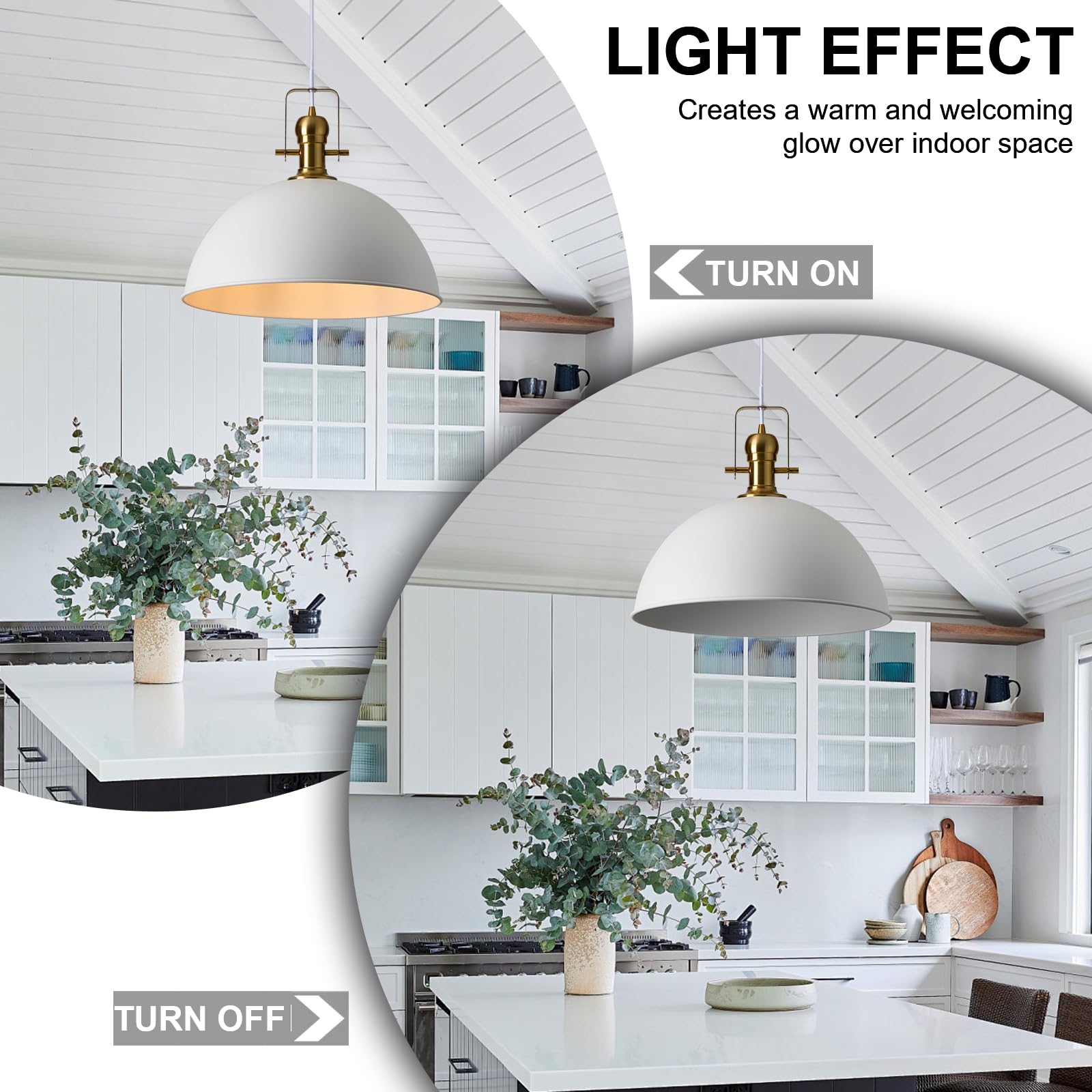 Alaislyc 18 Inch White Farmhouse Pendant Lights Large Pendant Lights For Kitchen Island Industrial Adjustable Height Vintage Big