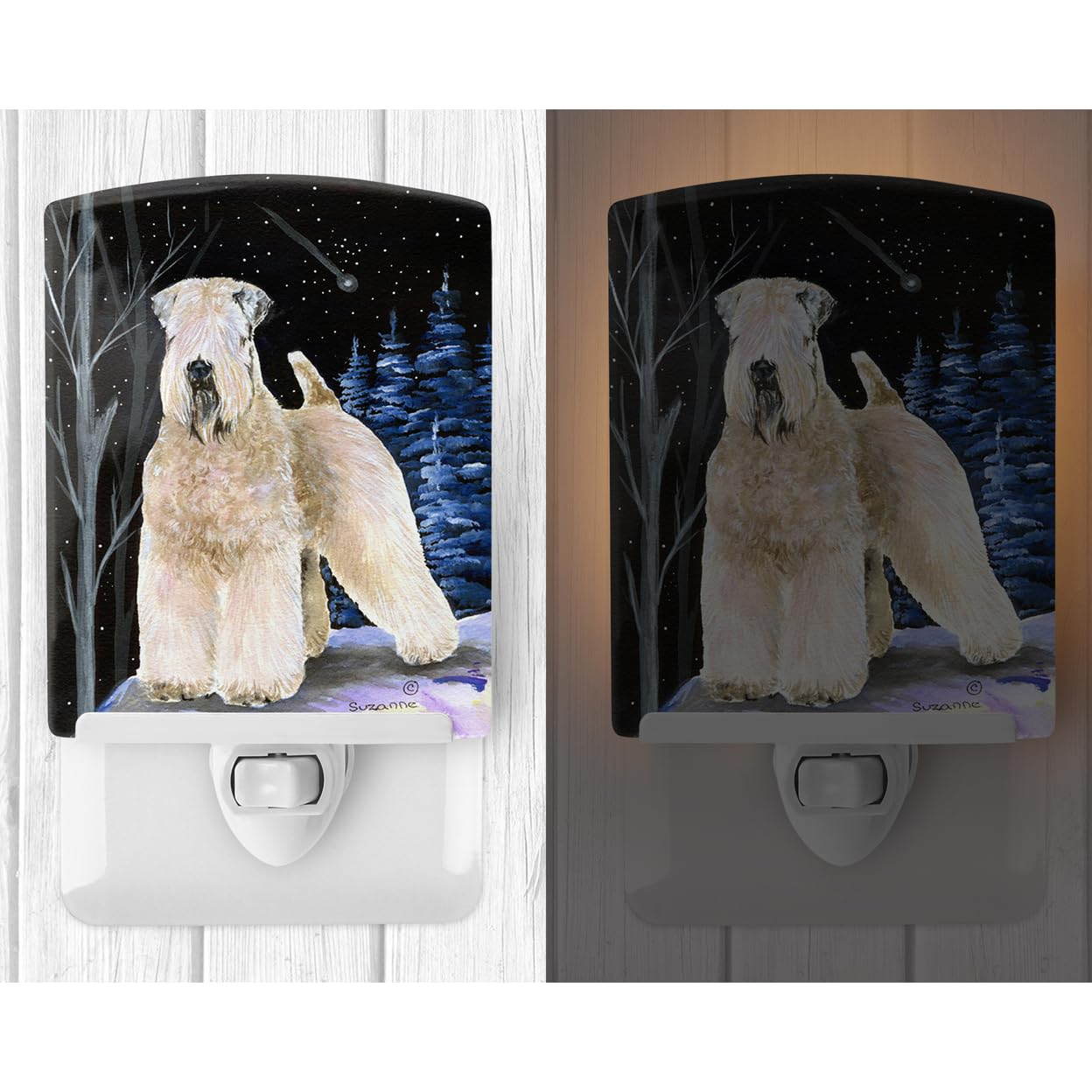 Carolines Treasures Night Light, Soft Coated Wheaten Terrier, Ceramic, UL-Certified, 6x4x3in, Multicolor, Model SS8364CNL