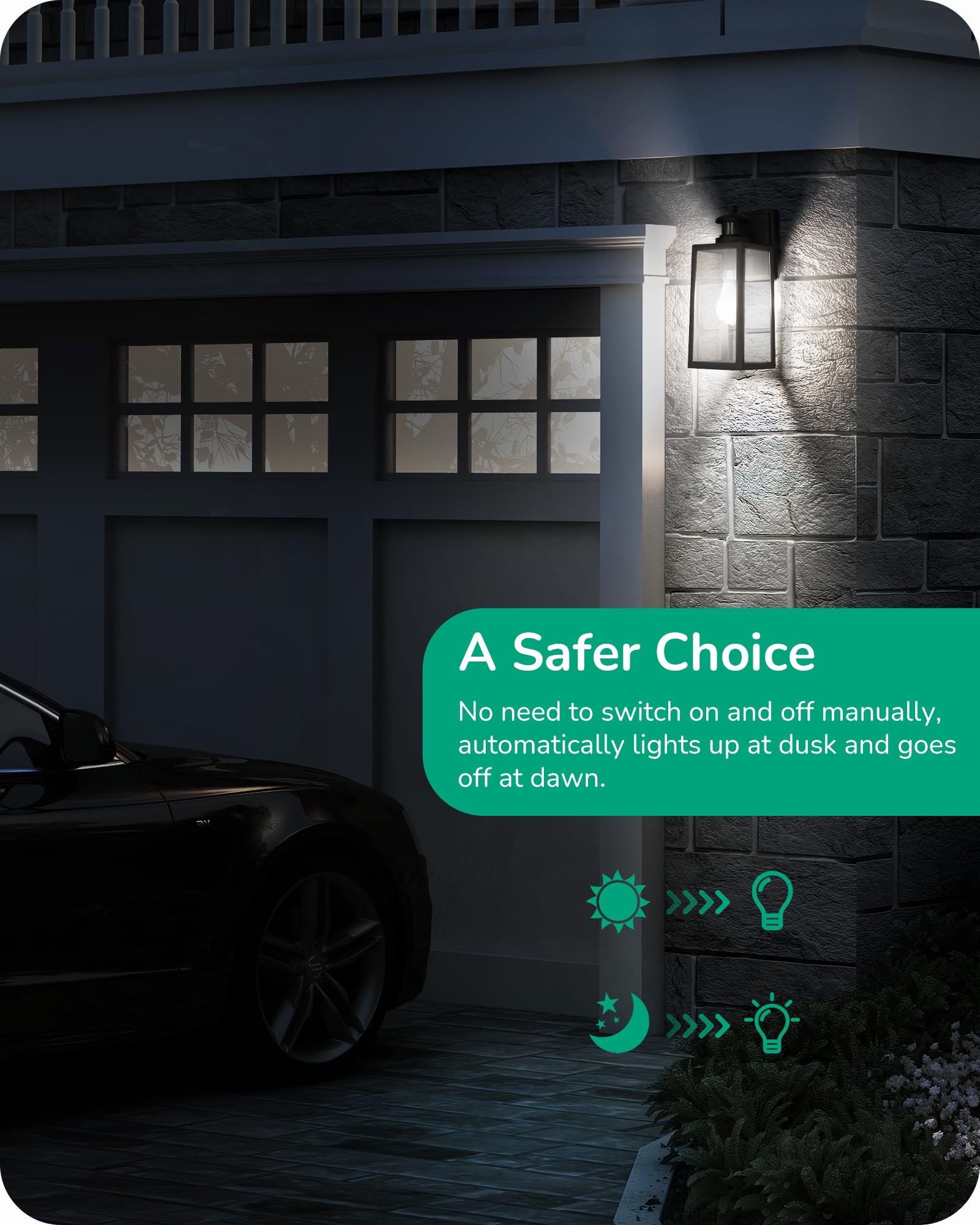 EDISHINE Dusk to Dawn Light Bulbs, 5000K Daylight Glow, Outdoor LED Light Bulb, Dual External Sensor Light, Automatic On/Off, 80