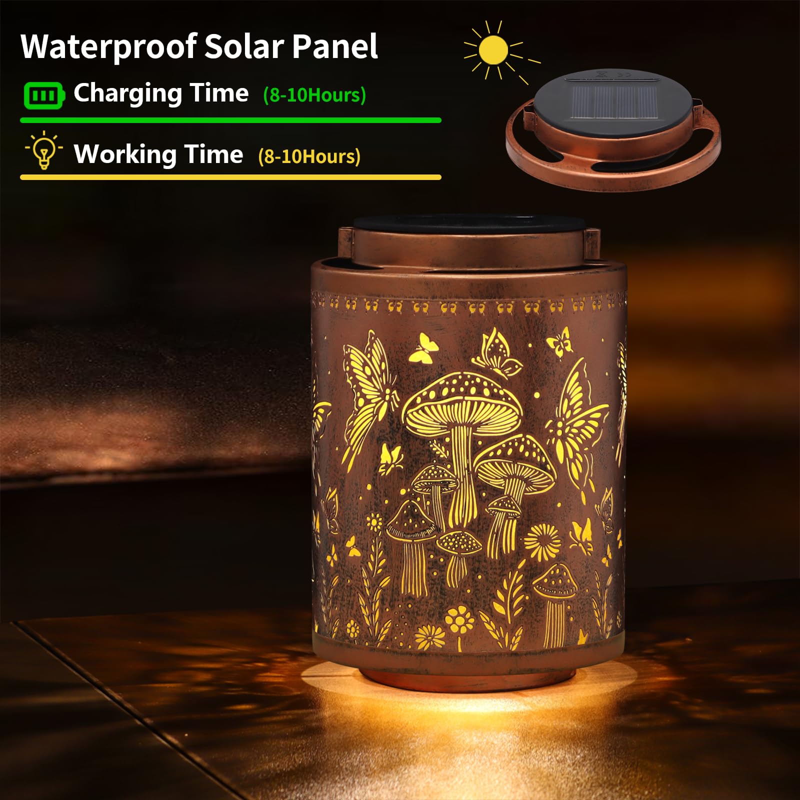 Tepaken 2 Pack Solar Lanterns Outdoor Waterproof Butterfly Garden Decor Gifts For Women Mon Grandma Metal Hanging Solar Lights D