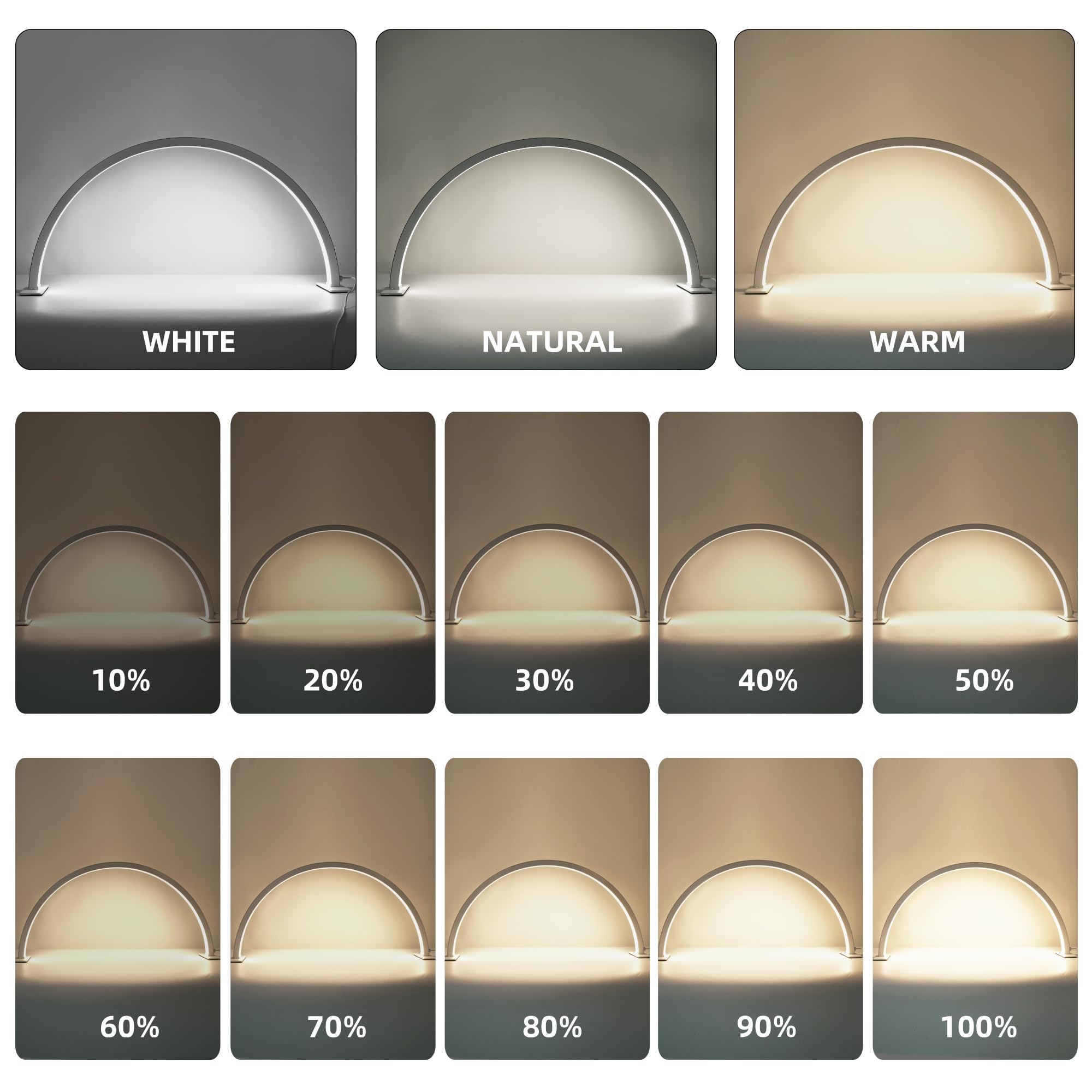 XXCFG 29in Half Moon Nail Desk Light, Adjustable 2700K-5600K, Silver Tattoo & Eyelash Lamp for Salon & Home, Crystal Diamond Design